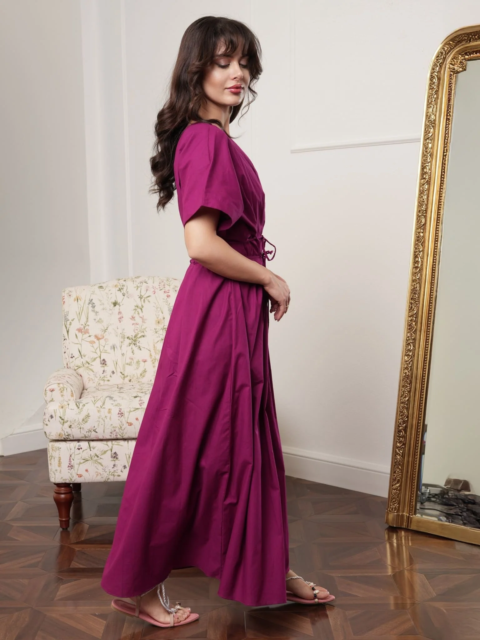 Molly Plum Poplin Long Dress - Image 4