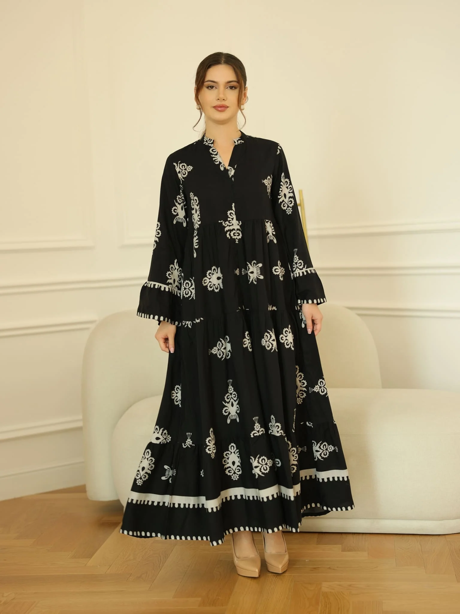 Morvina Black Long Dress