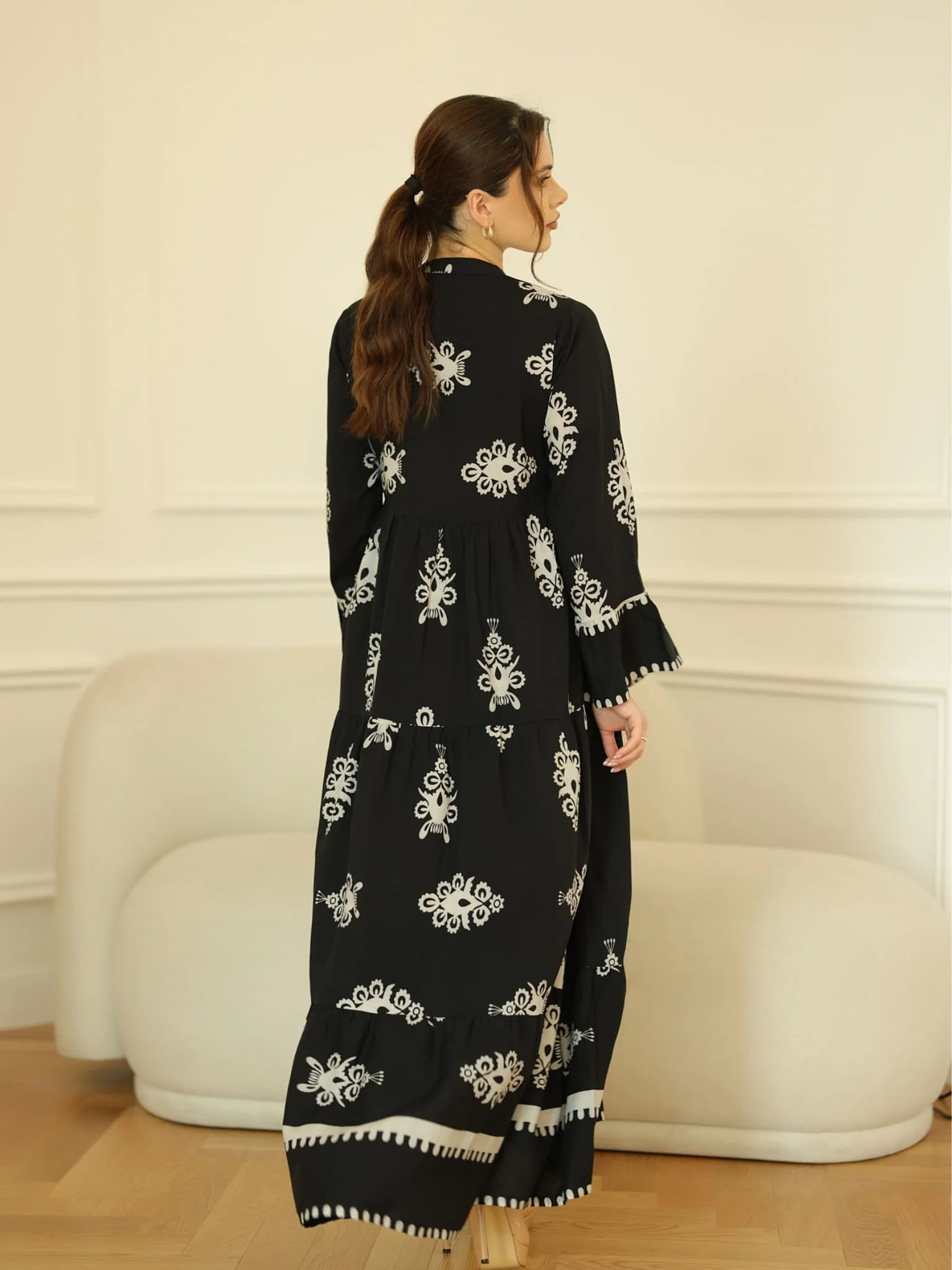 Morvina Black Long Dress - Image 4