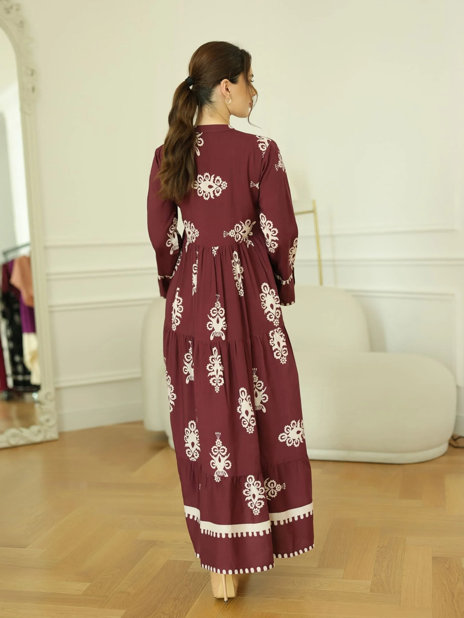 Morvina Maroon Long Dress - Image 3