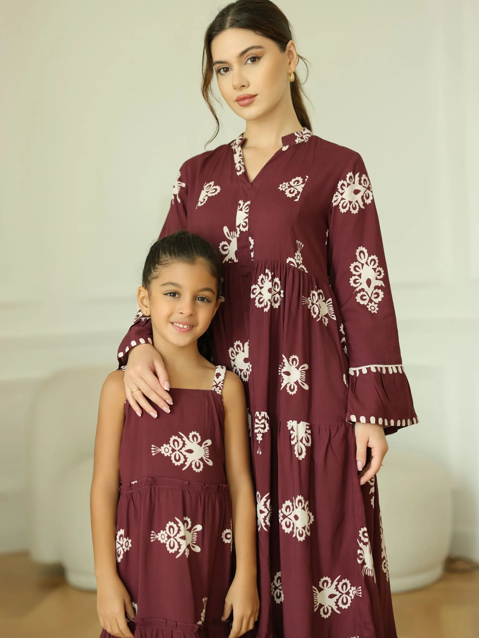 Mini Morvina Maroon Dress For Girls - Image 3