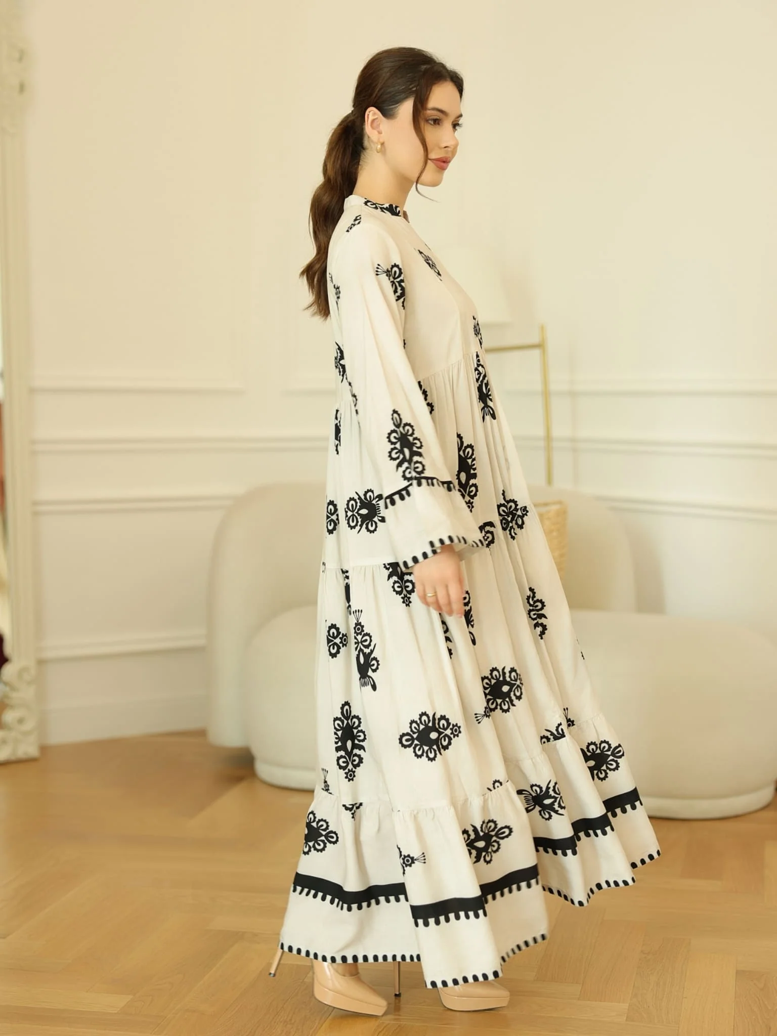 Morvina Off White Long Dress - Image 2