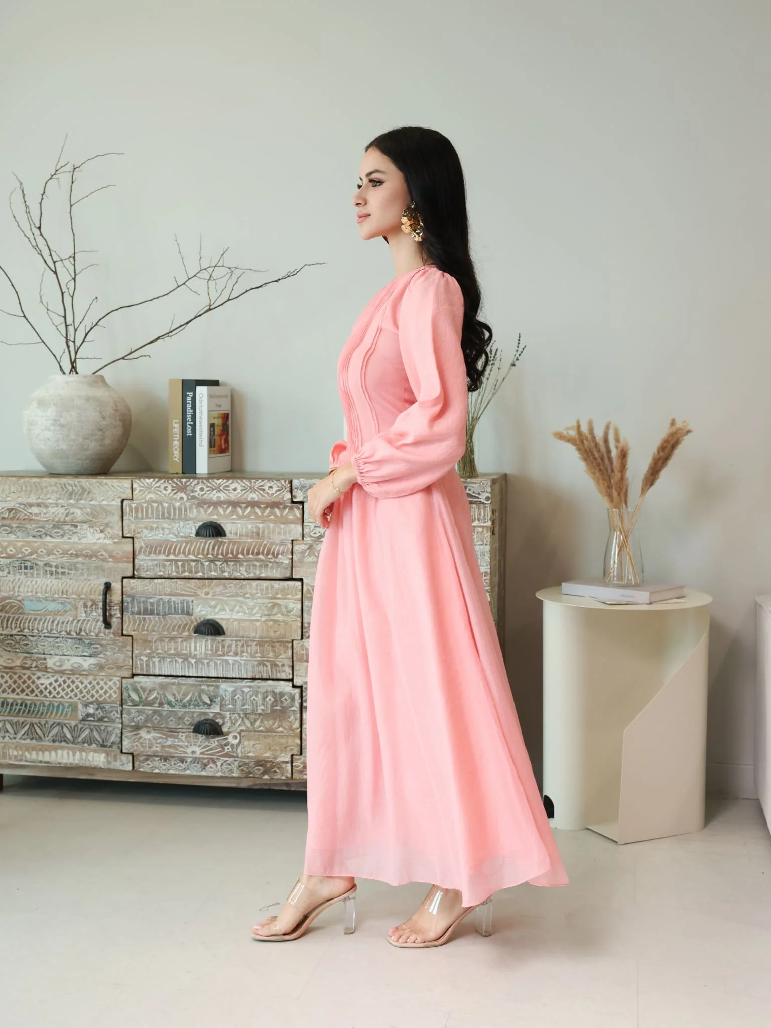 Muffelle Pink Pleated Dress - Image 4