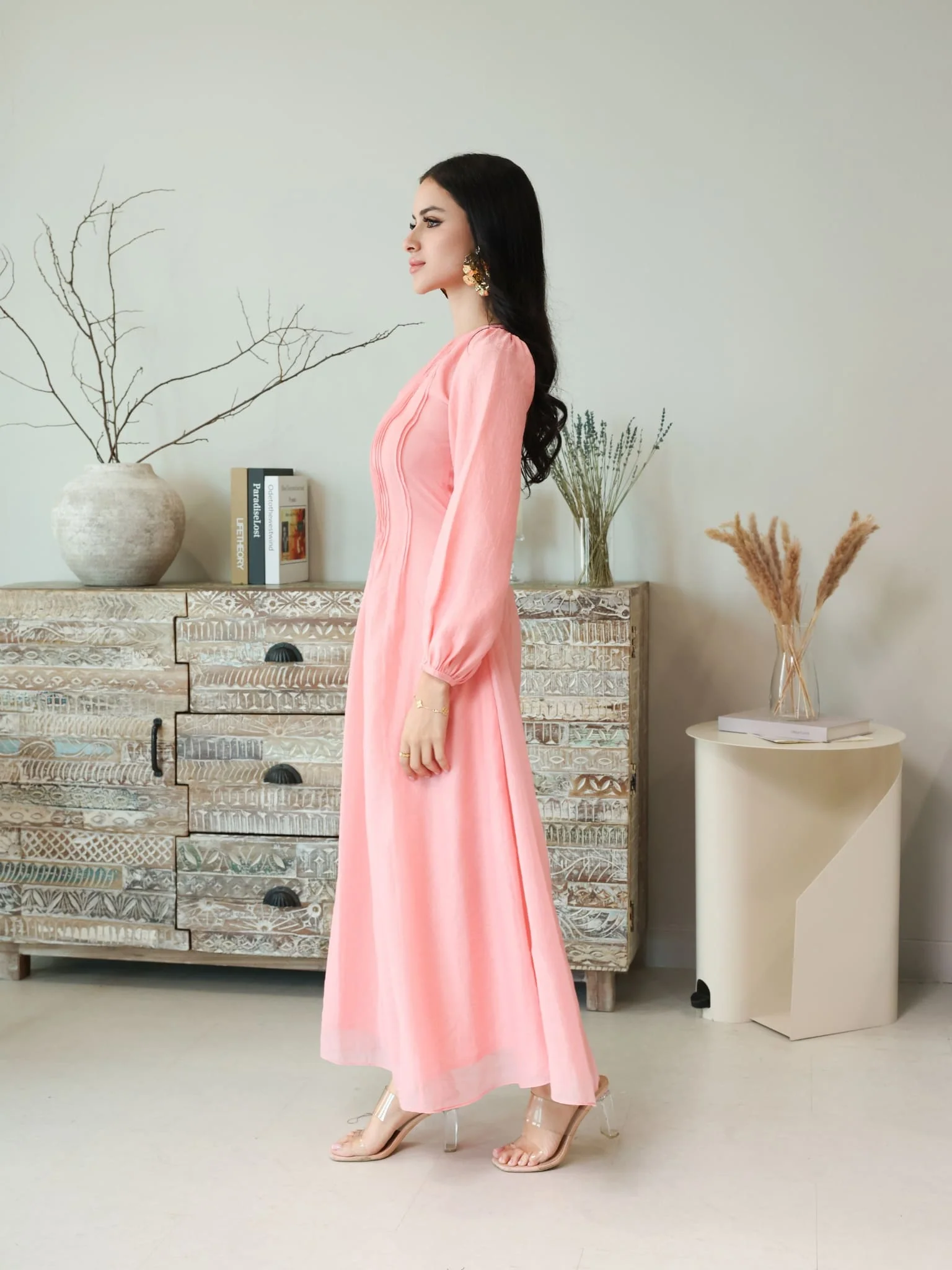 Muffelle Pink Pleated Dress - Image 7