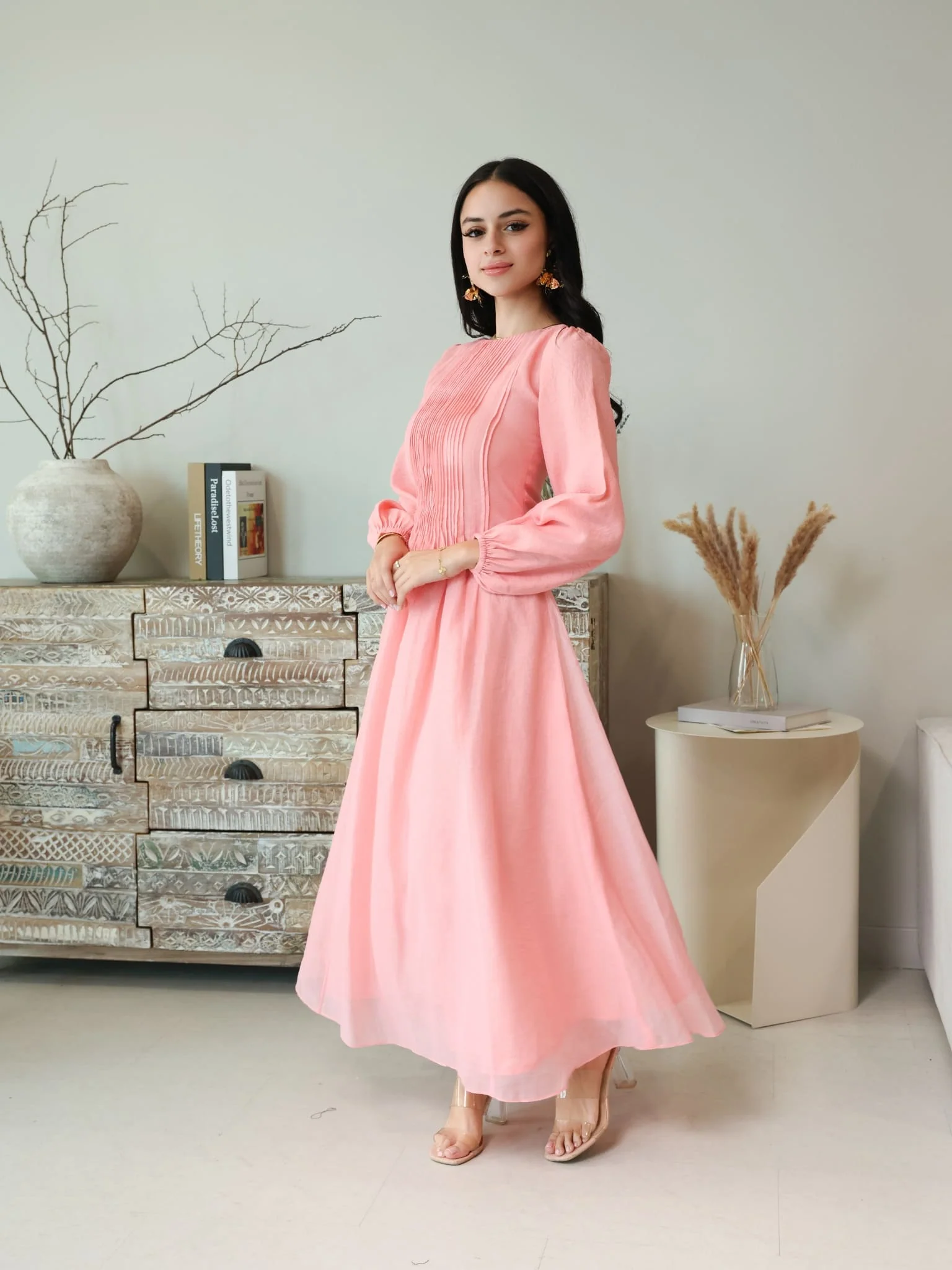Muffelle Pink Pleated Dress - Image 8
