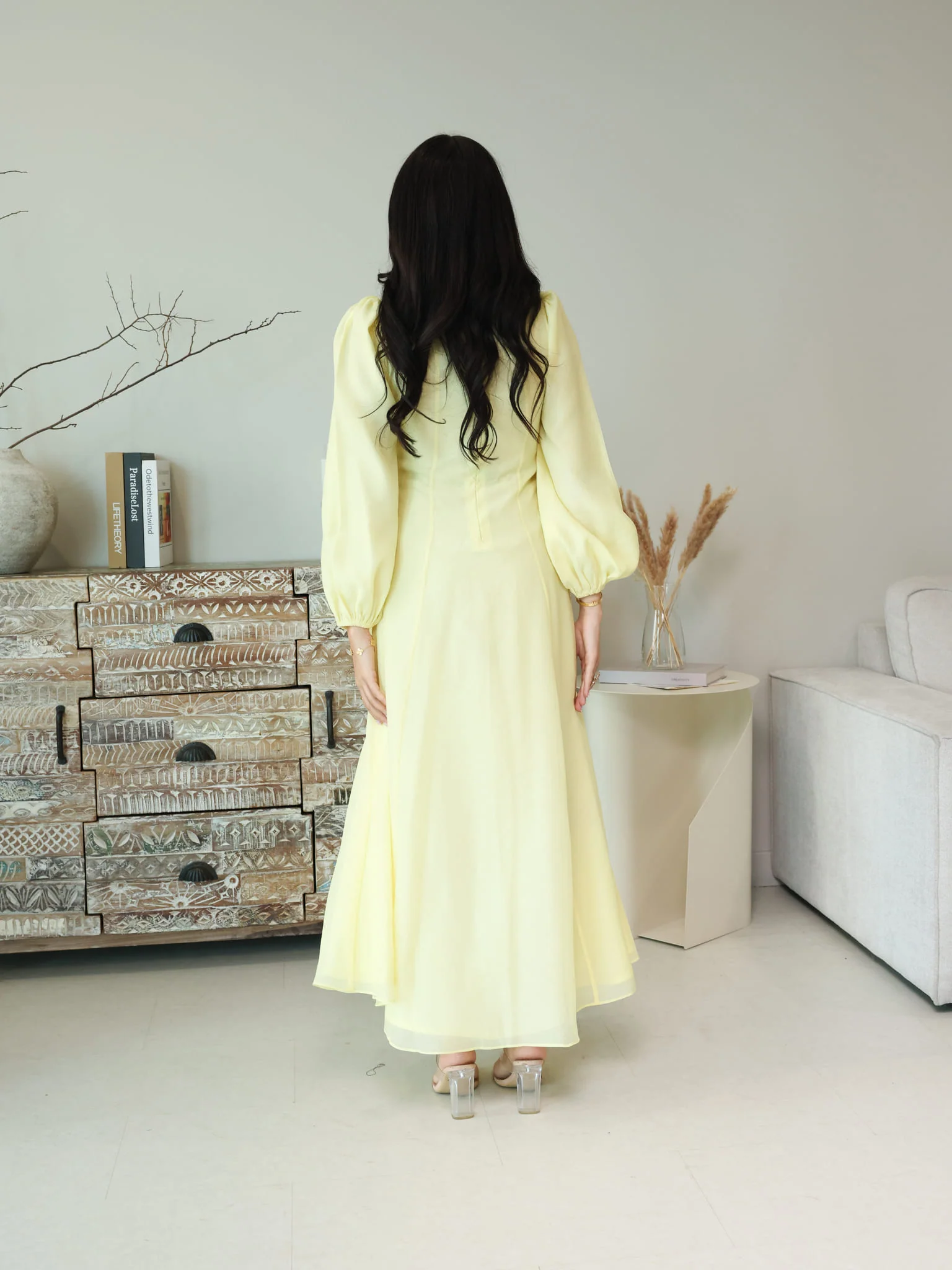 Muffelle Yellow Pleated Dress - Image 3