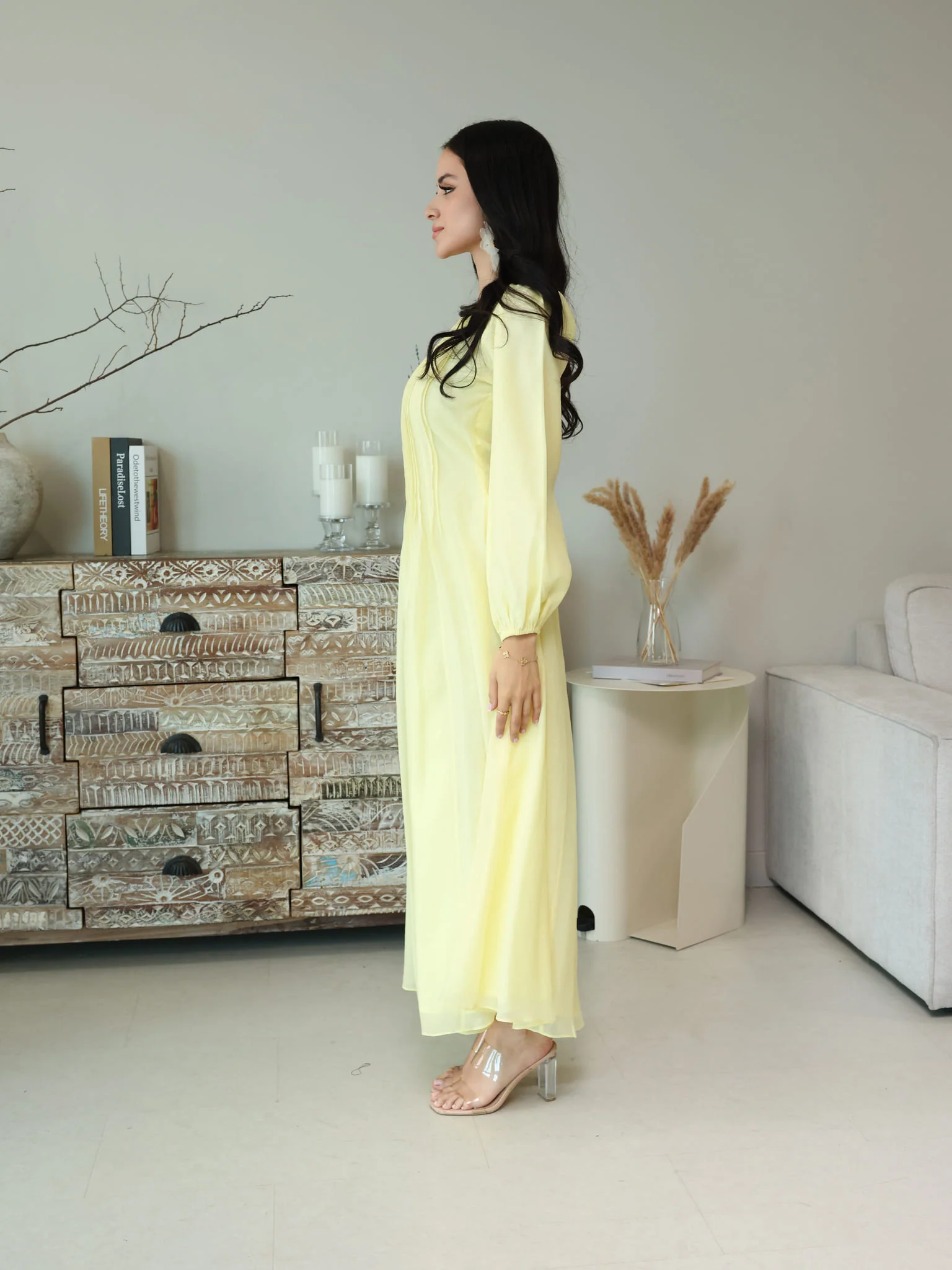 Muffelle Yellow Pleated Dress - Image 4