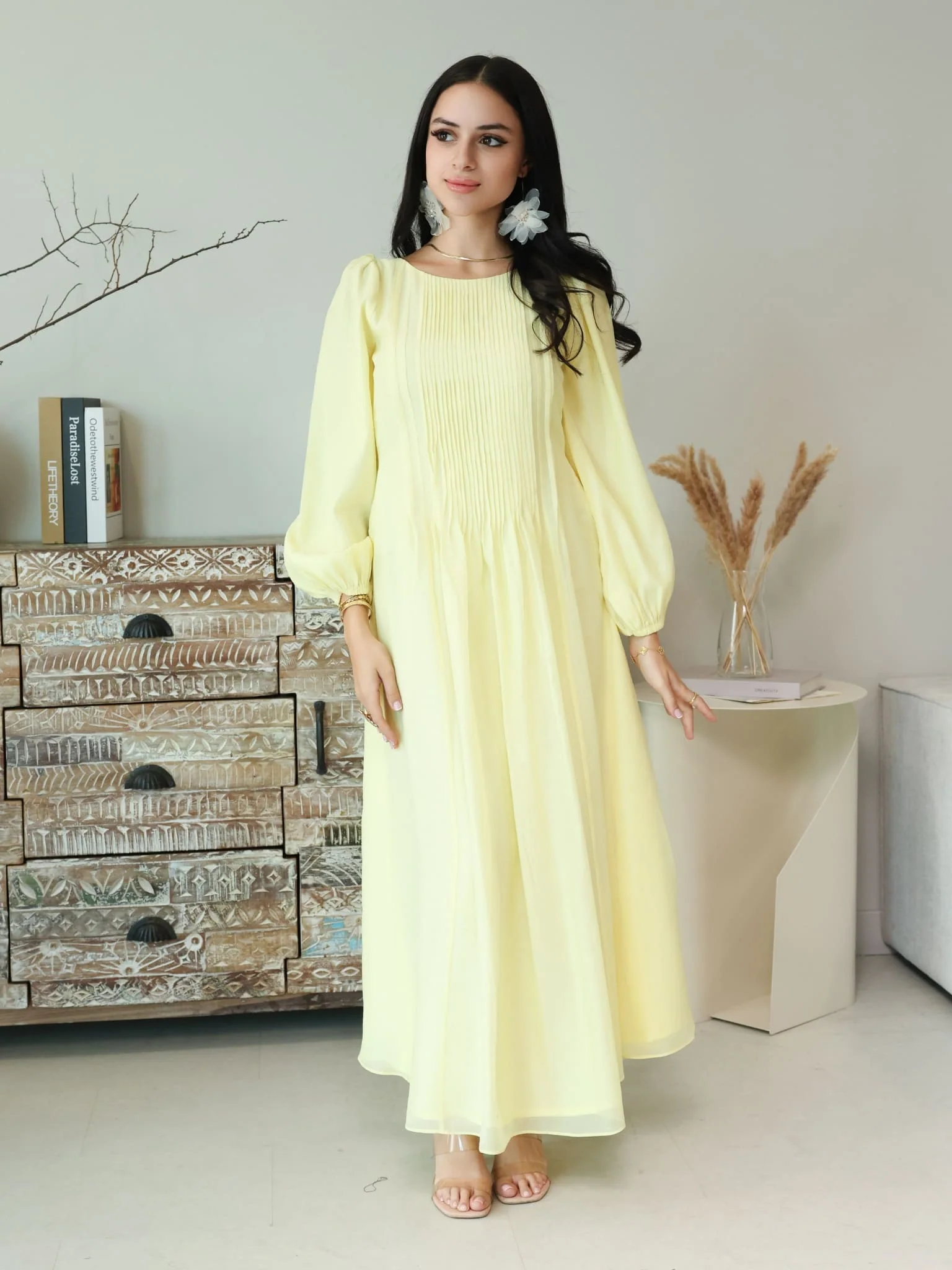 Muffelle Yellow Pleated Dress - Image 6