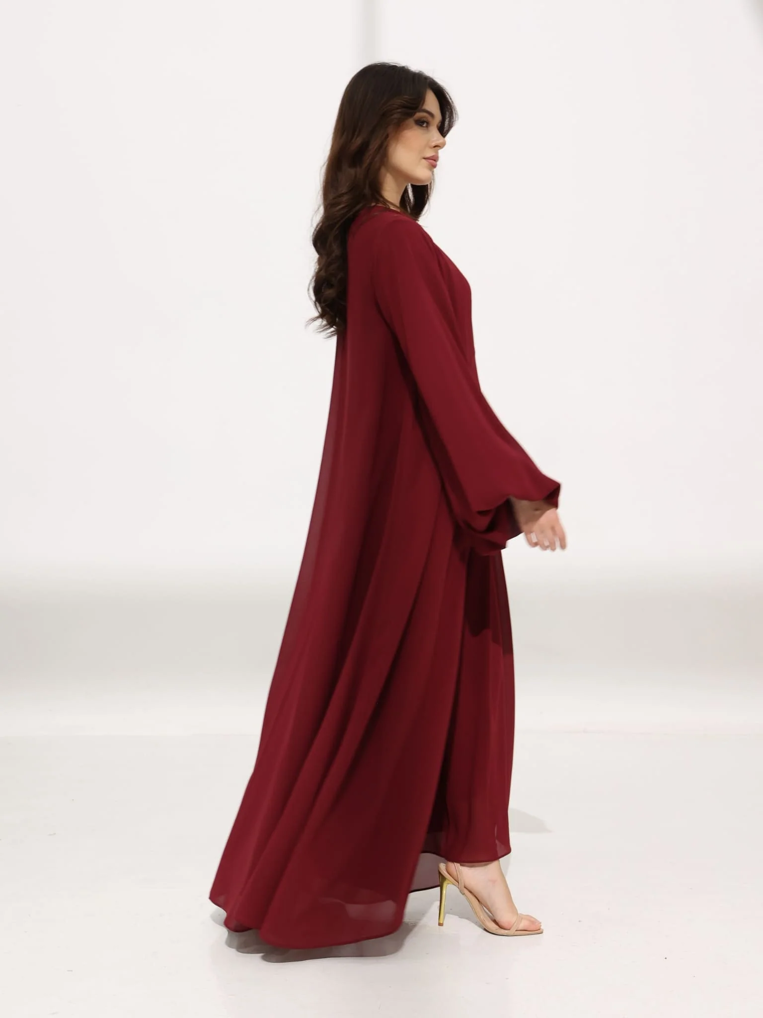 Mulberry Maroon Dress And Embellished Upper - Image 13