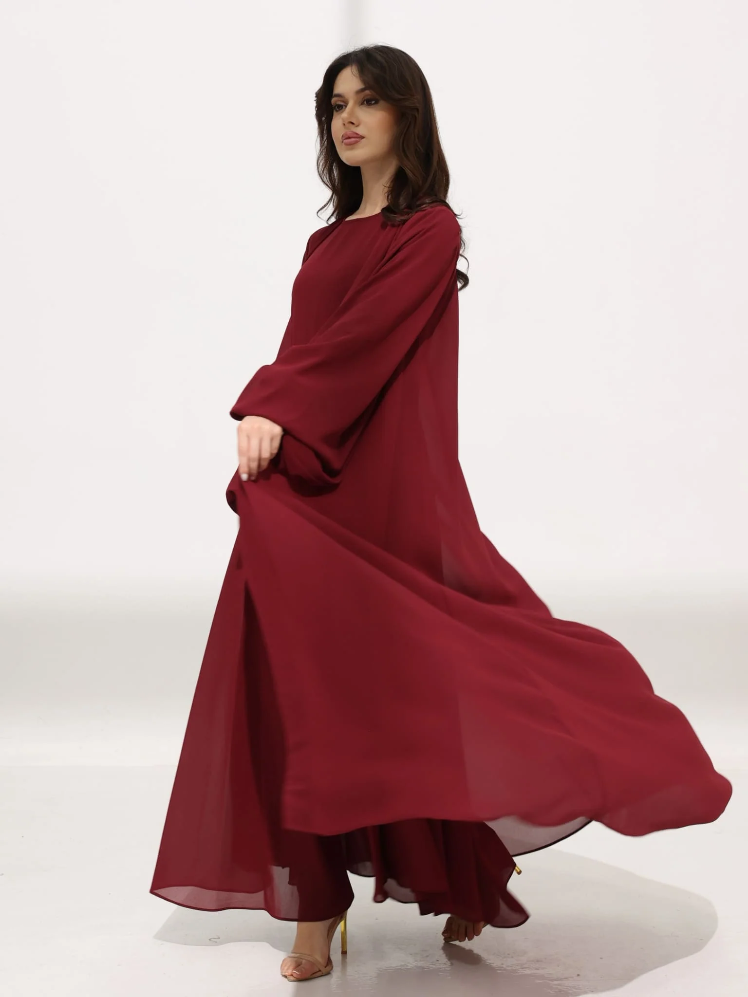 Mulberry Maroon Dress And Embellished Upper - Image 22