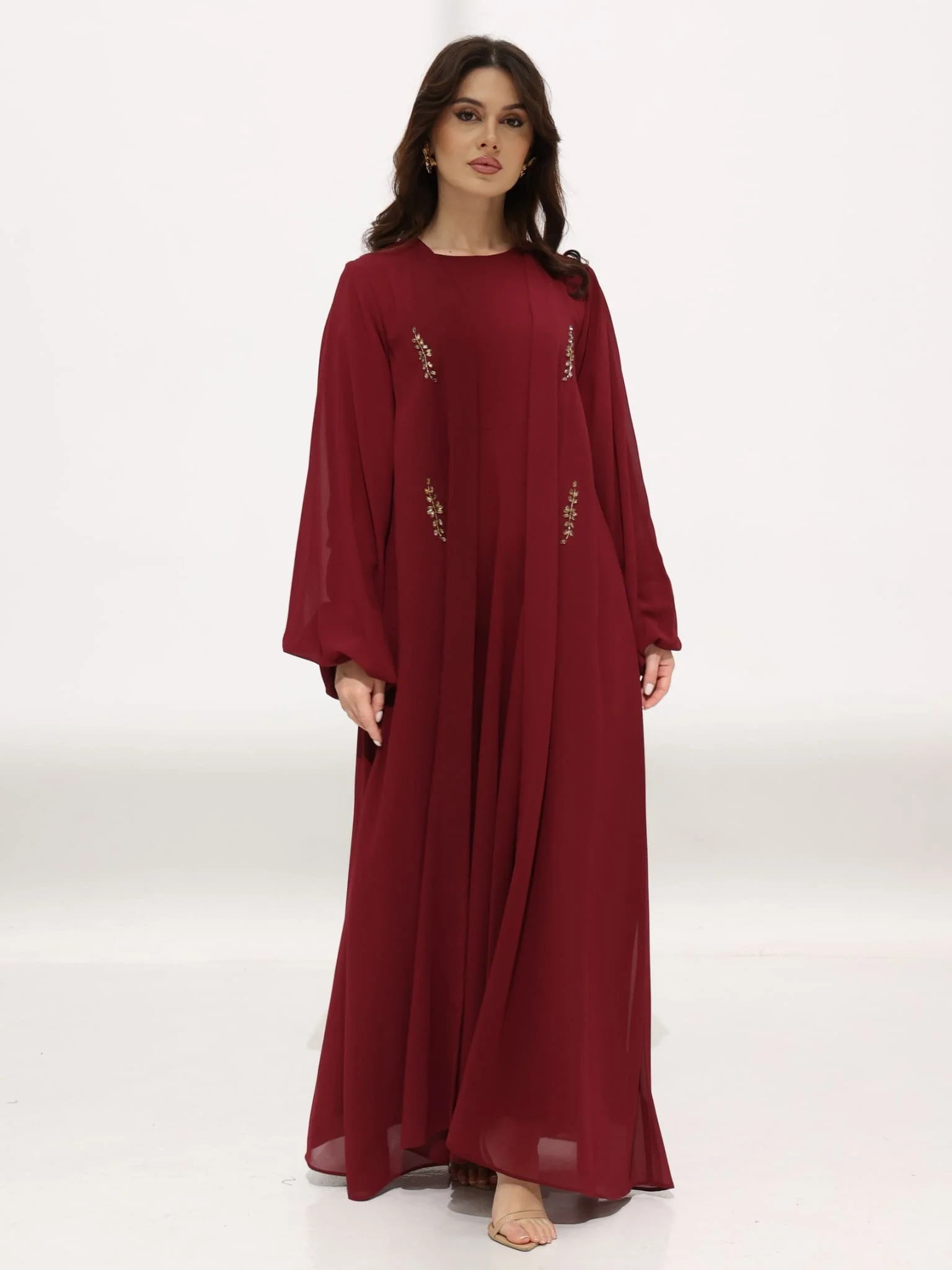 Mulberry Maroon Dress And Embellished Upper - Image 5