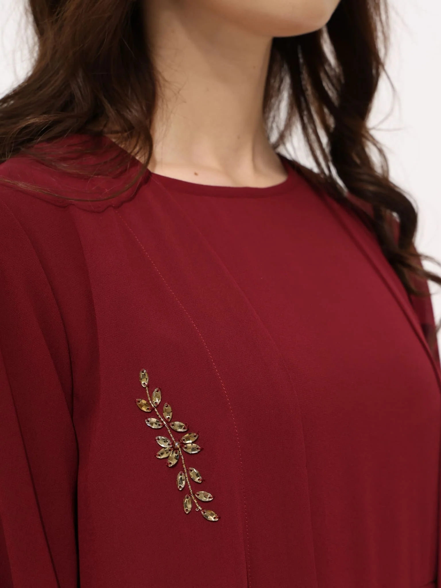 Mulberry Maroon Dress And Embellished Upper - Image 7
