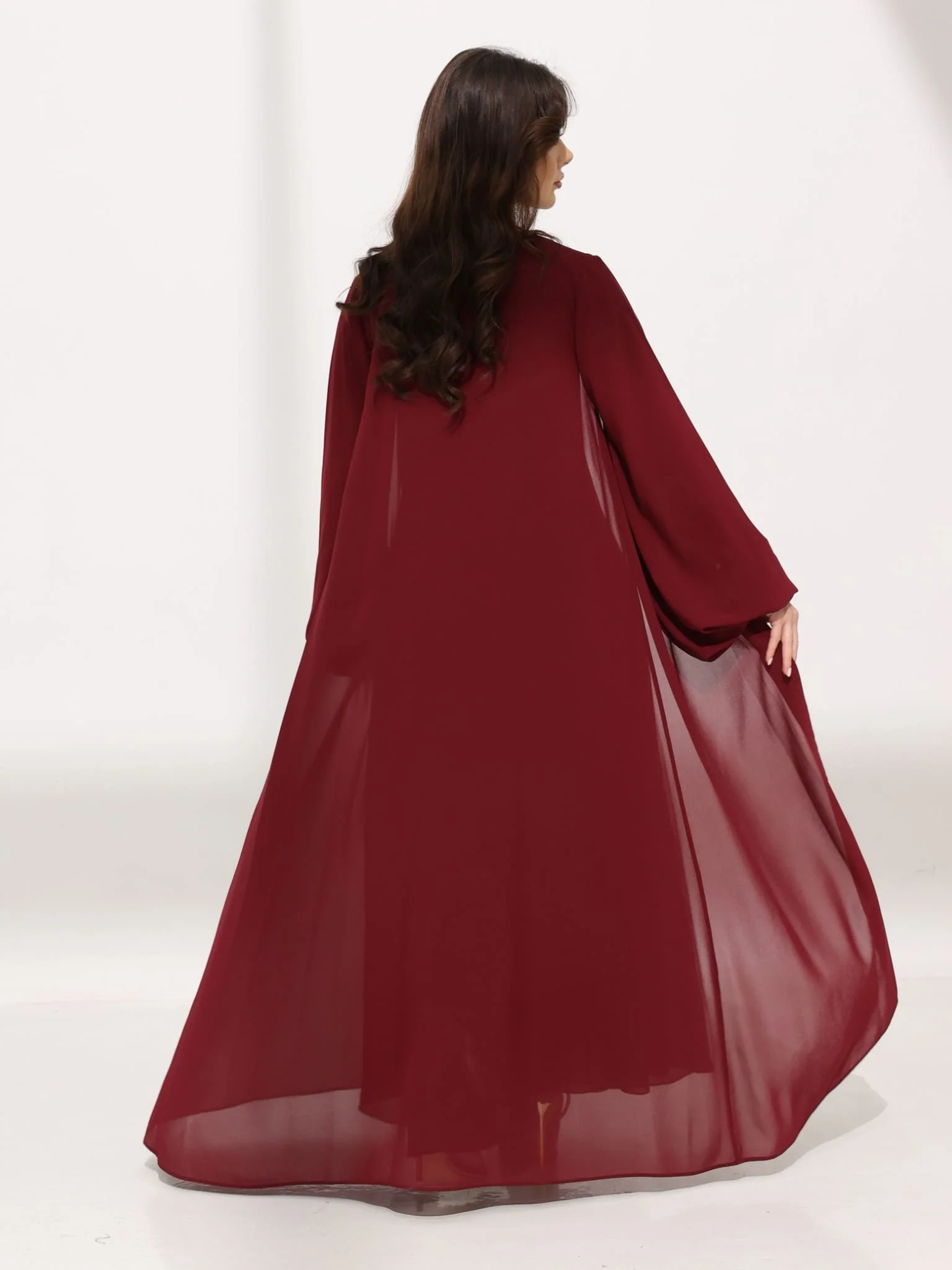 Mulberry Maroon Dress And Embellished Upper - Image 9
