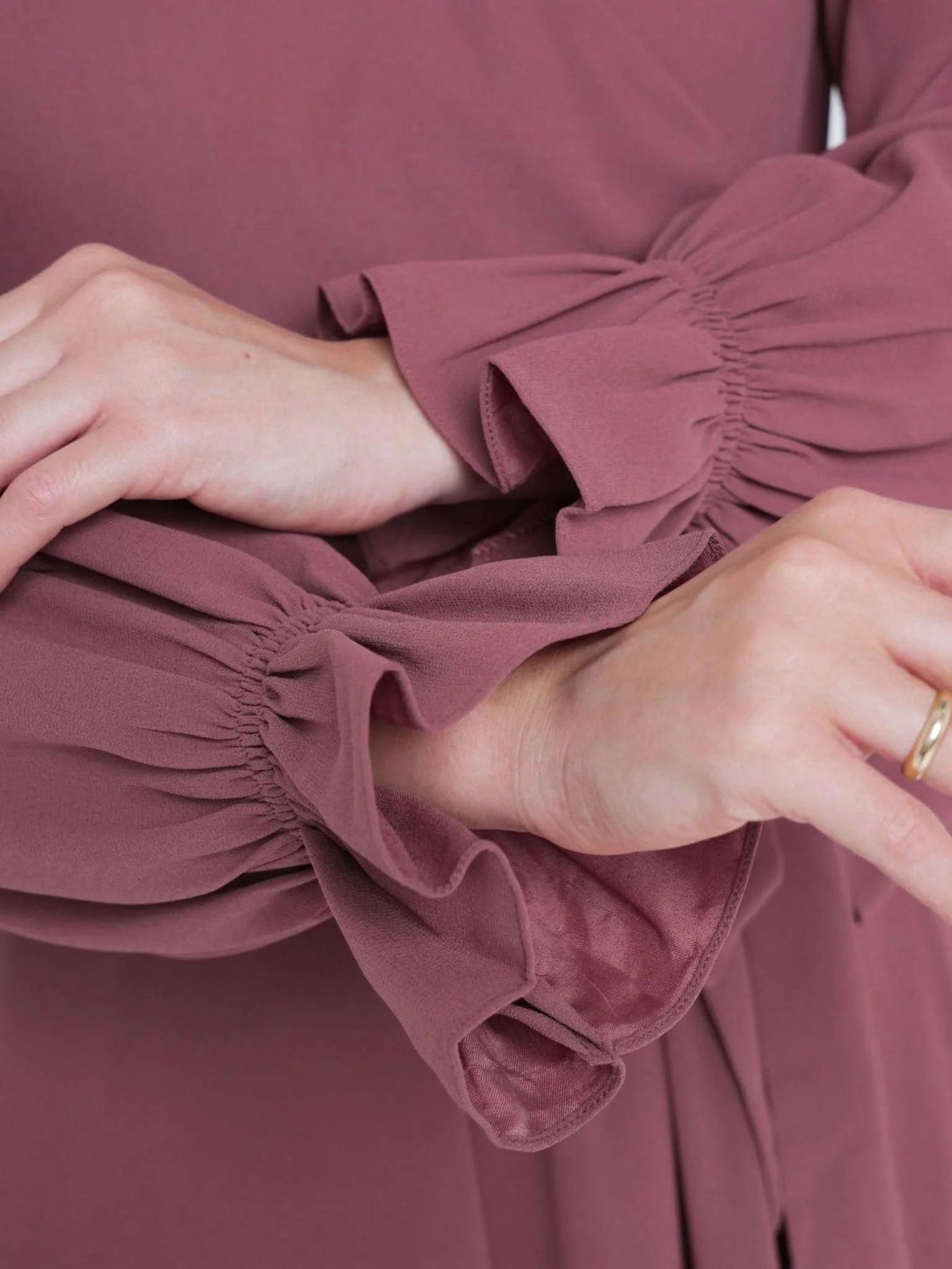 Mysha Pink Mauve Solid Chiffon Long Dress - Image 4