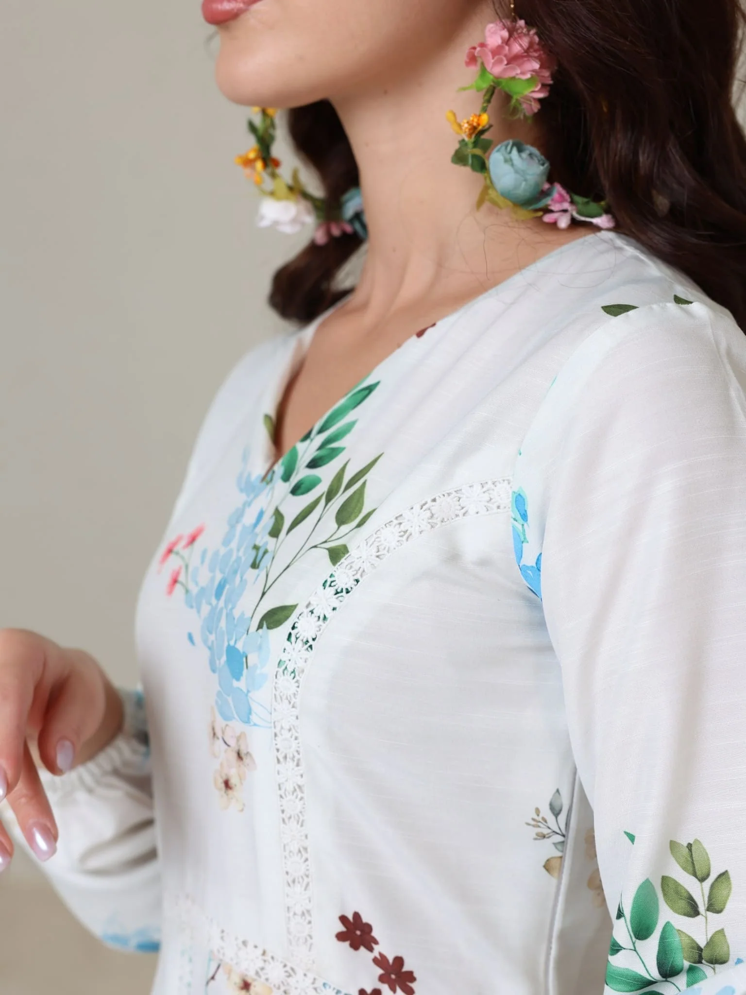 Mysteria White Floral Lacey Long Dress - Image 10