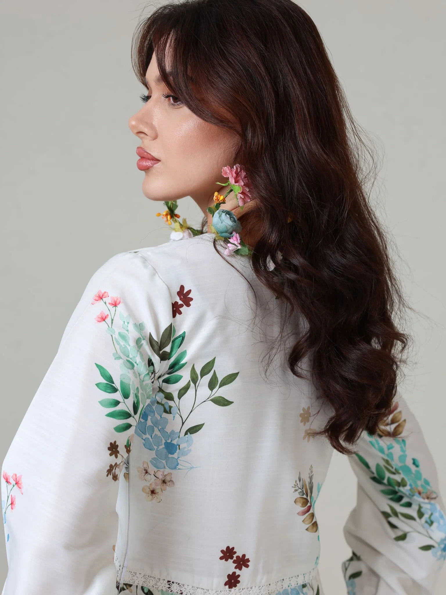 Mysteria White Floral Lacey Long Dress - Image 3