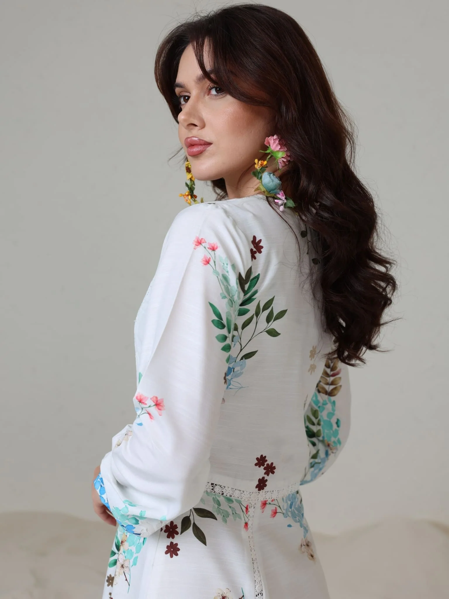 Mysteria White Floral Lacey Long Dress - Image 5