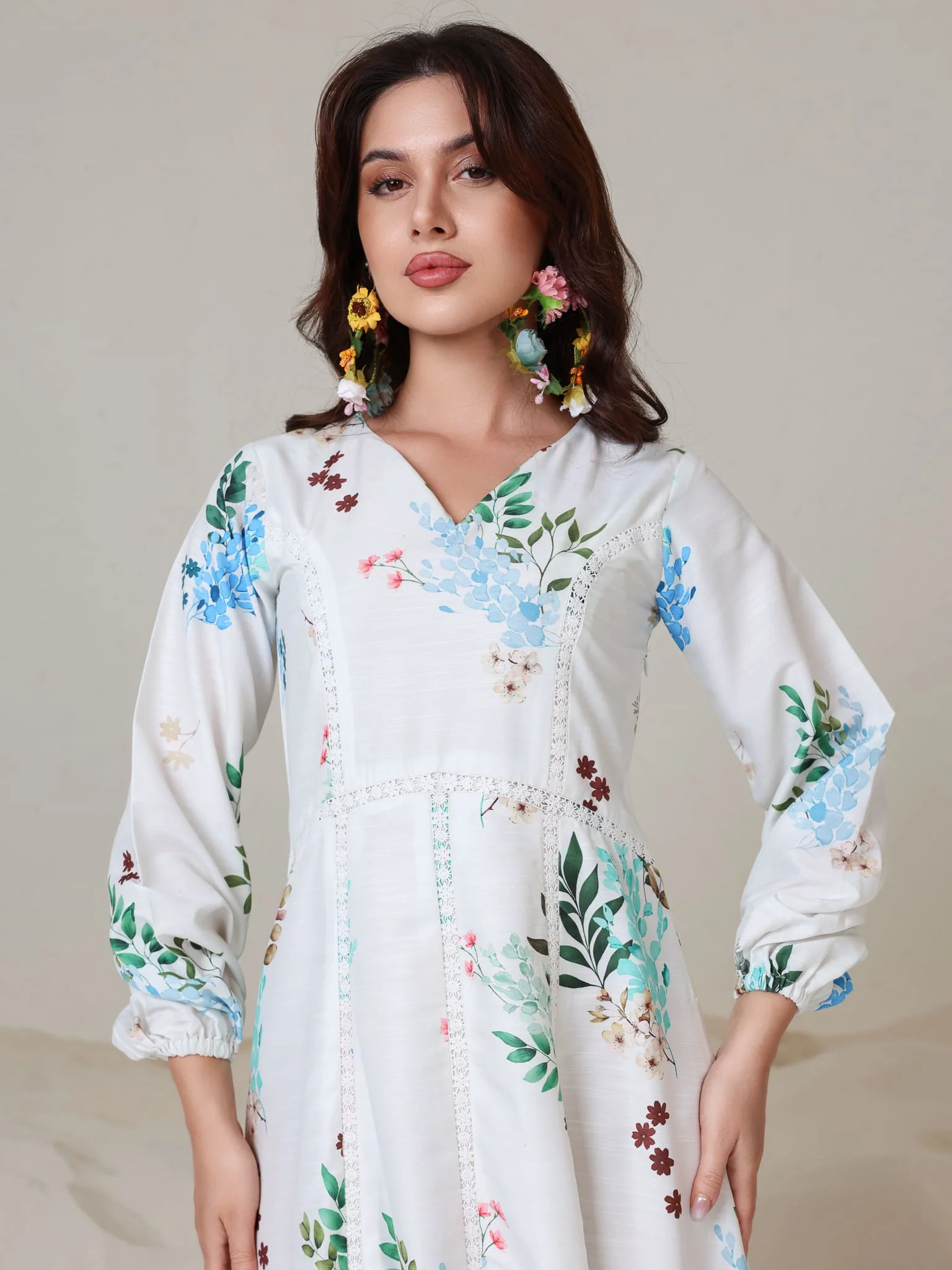 Mysteria White Floral Lacey Long Dress - Image 6