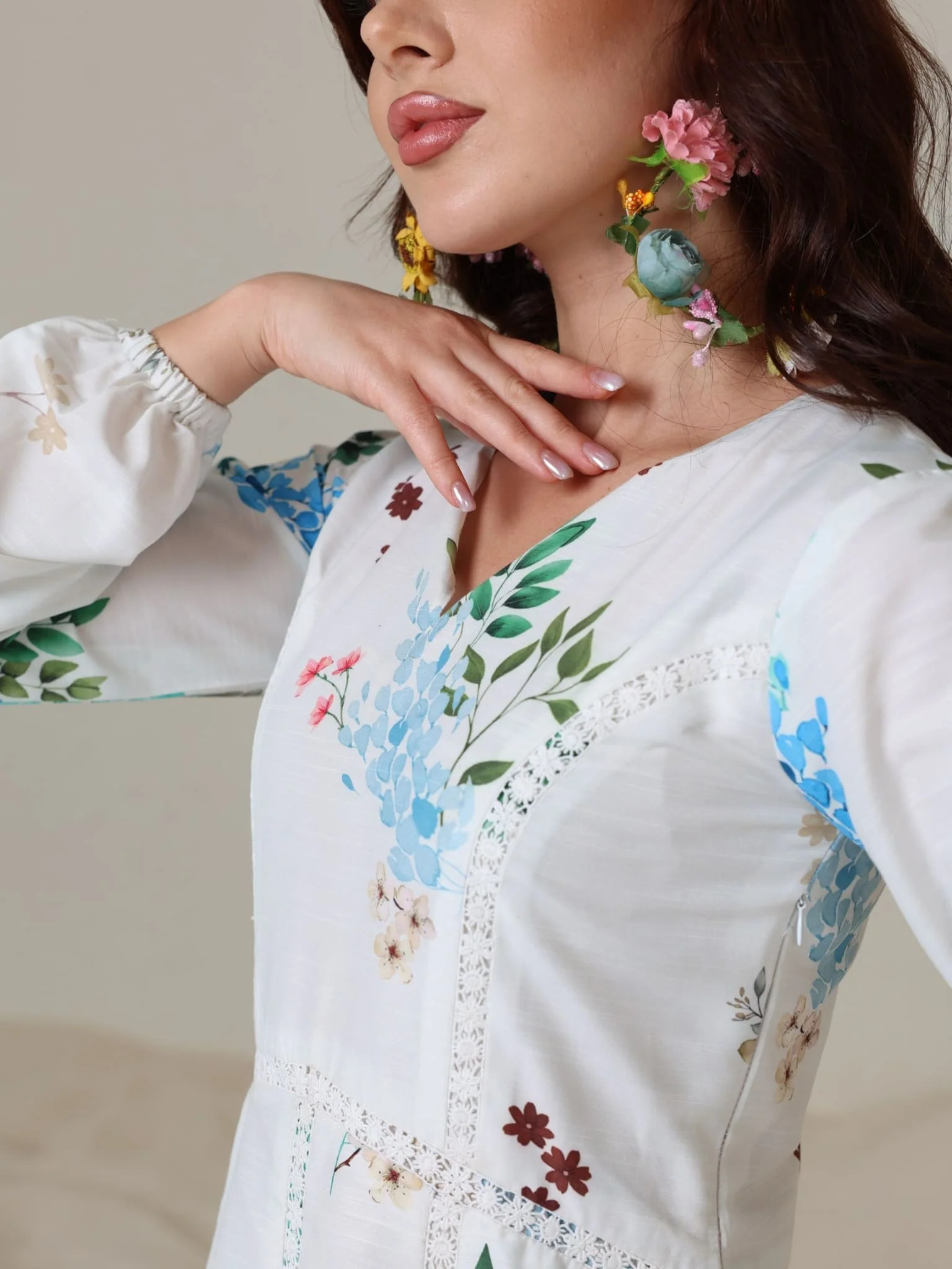 Mysteria White Floral Lacey Long Dress - Image 7