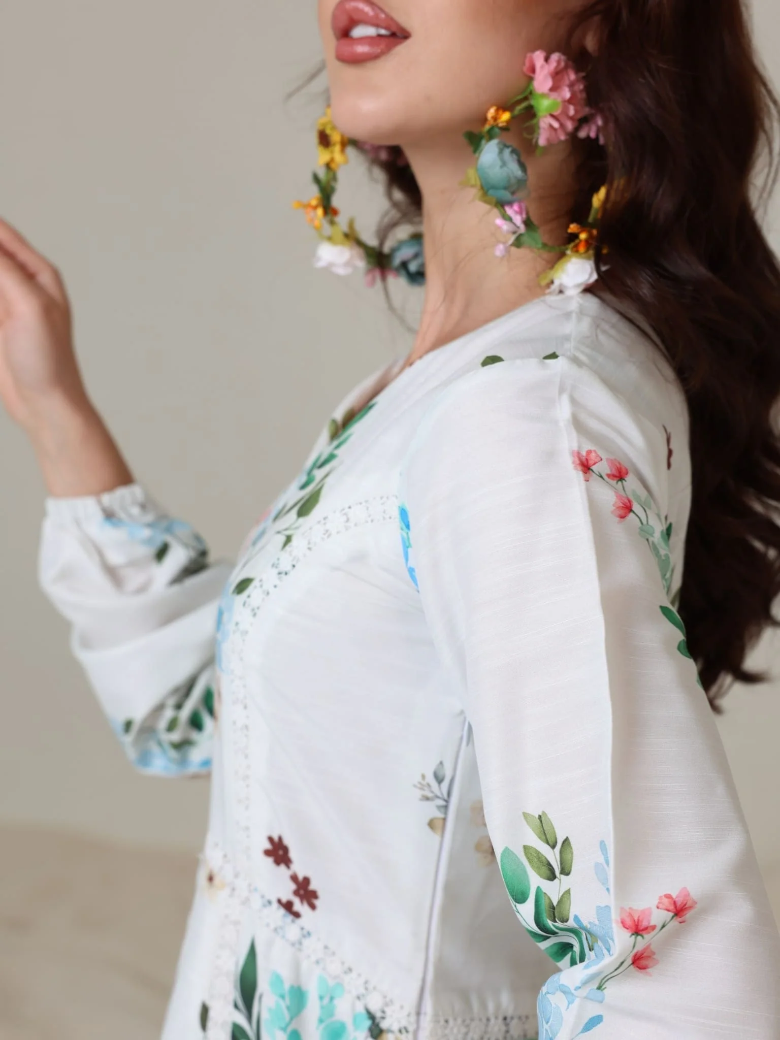 Mysteria White Floral Lacey Long Dress - Image 9