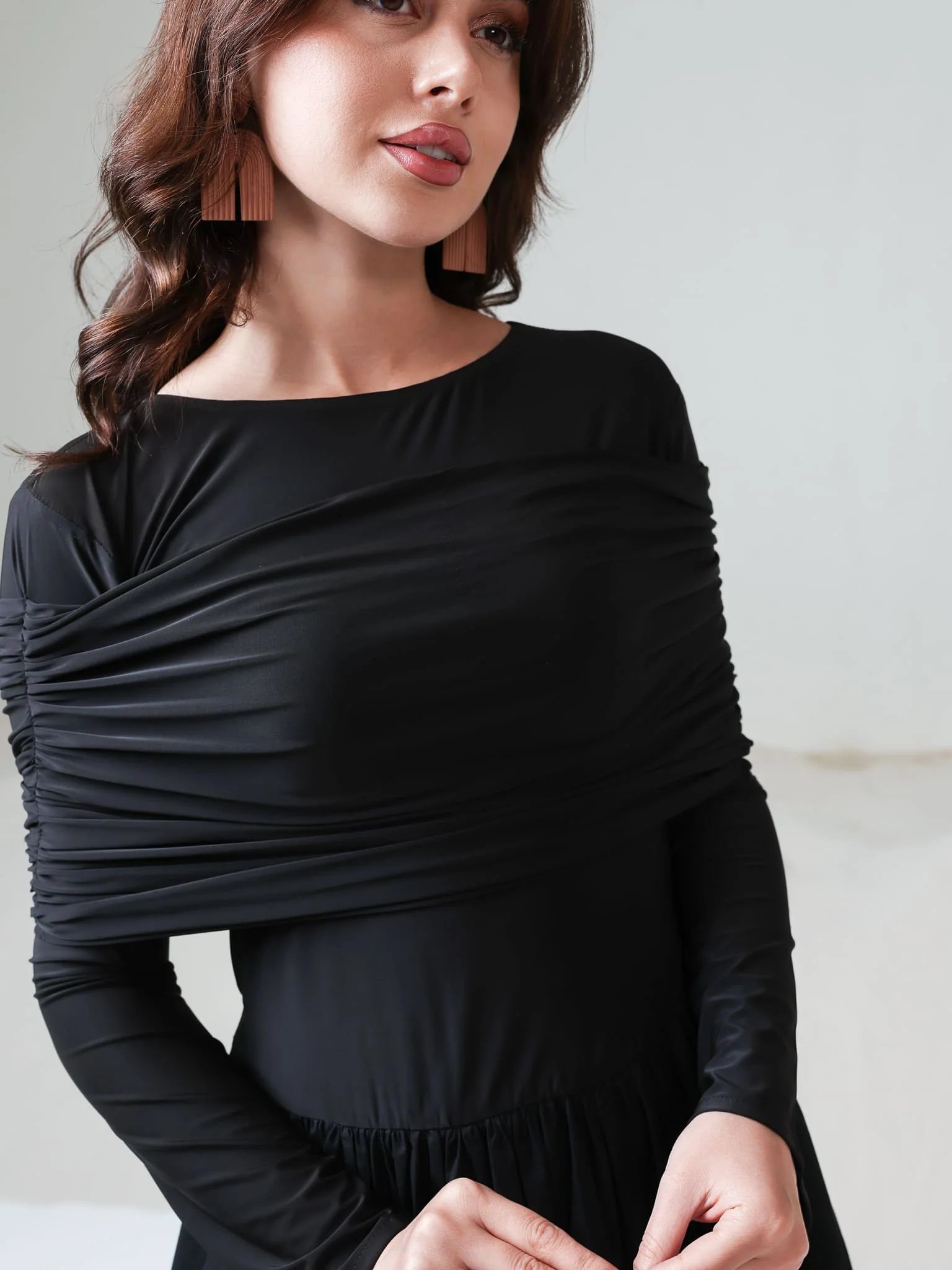 Nemy Black Jersey Cotton Dress - Image 6