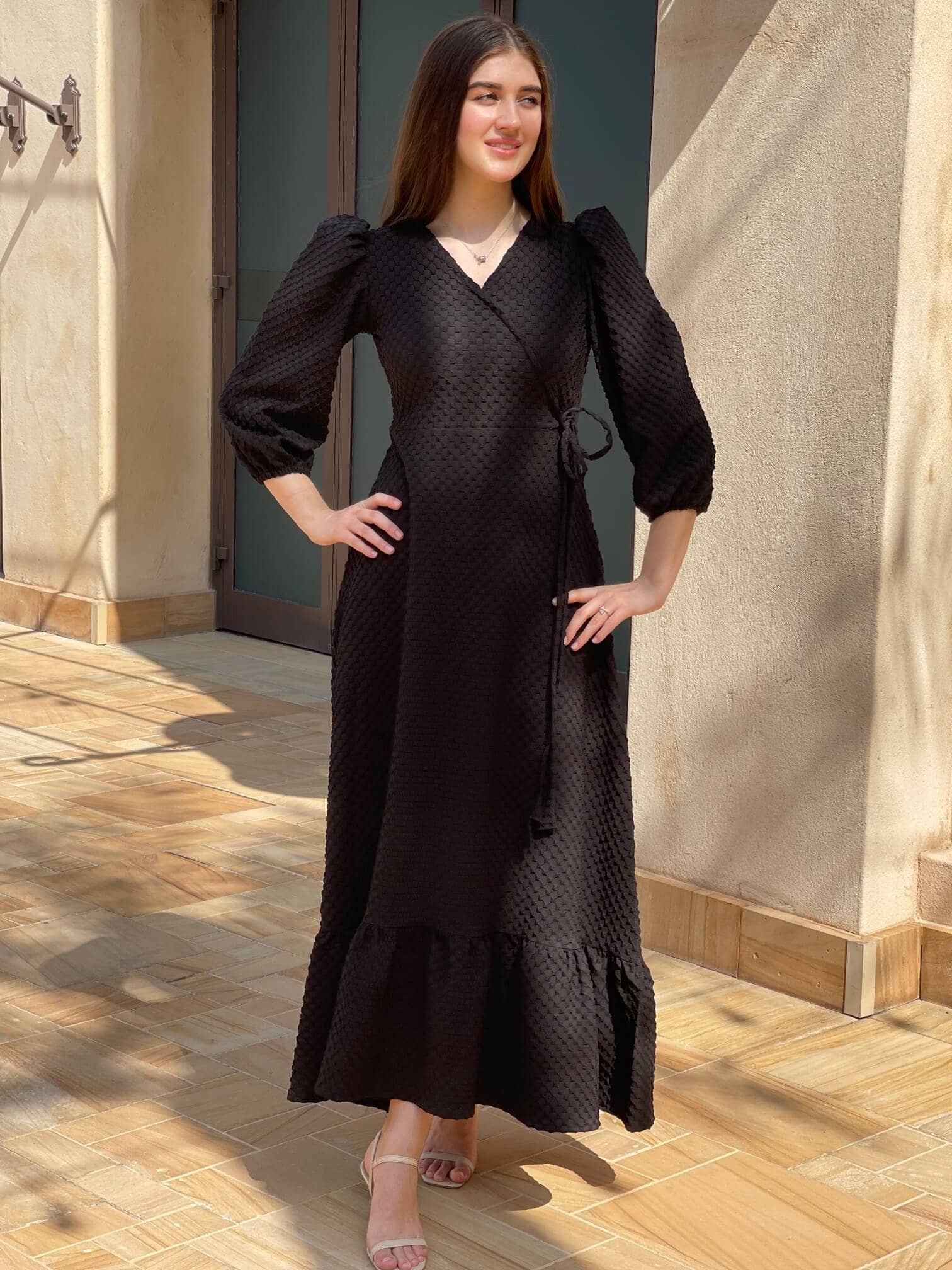 Black Textured Dress - Image 10