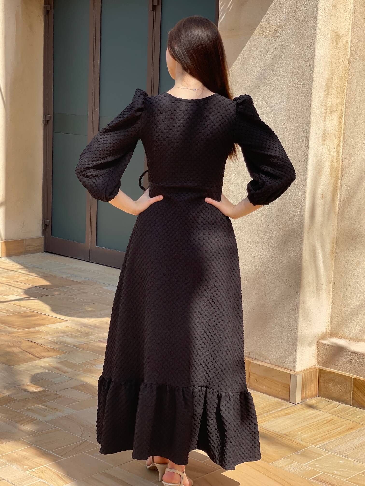Black Textured Dress - Image 3