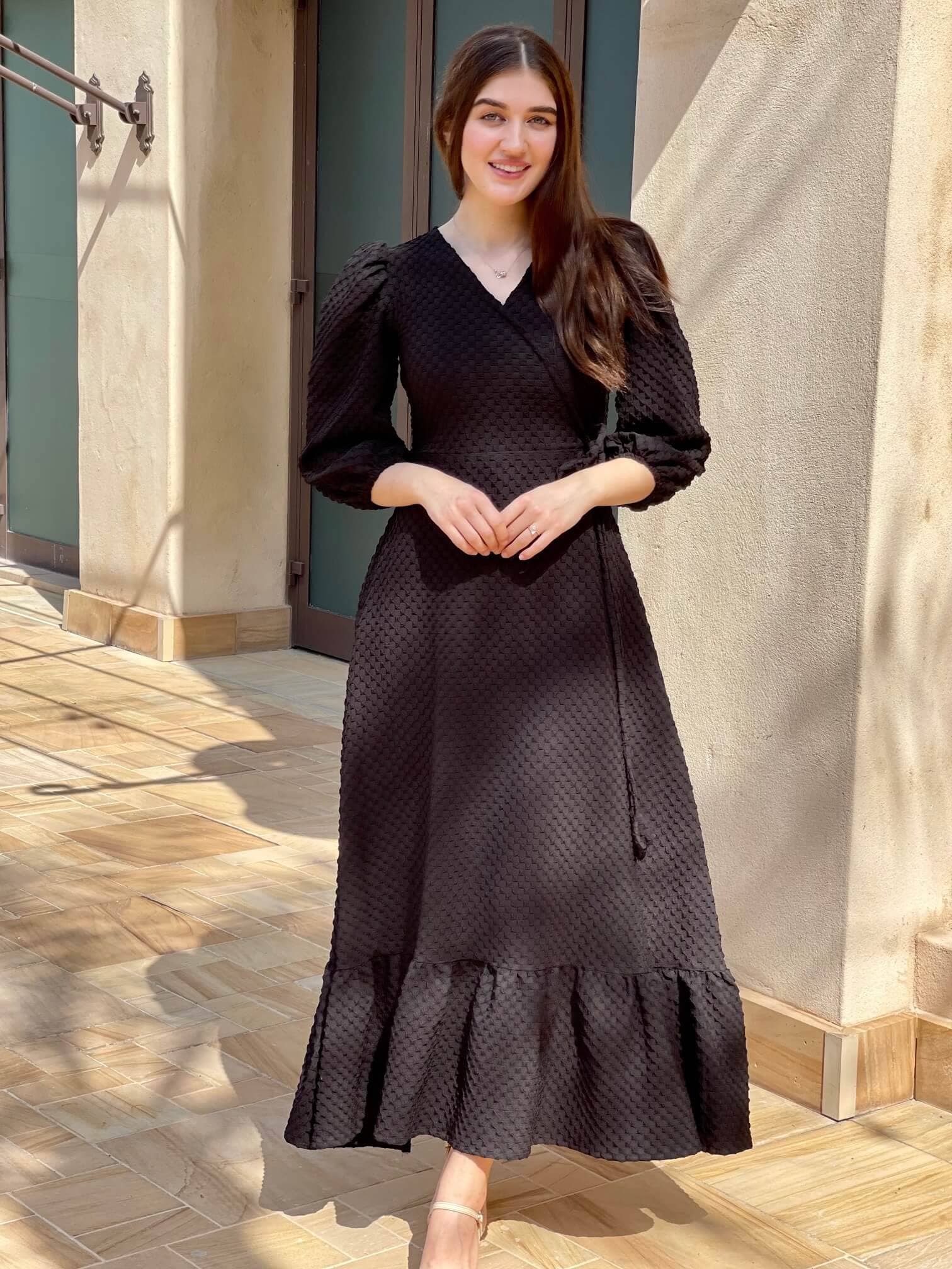 Black Textured Dress - Image 5