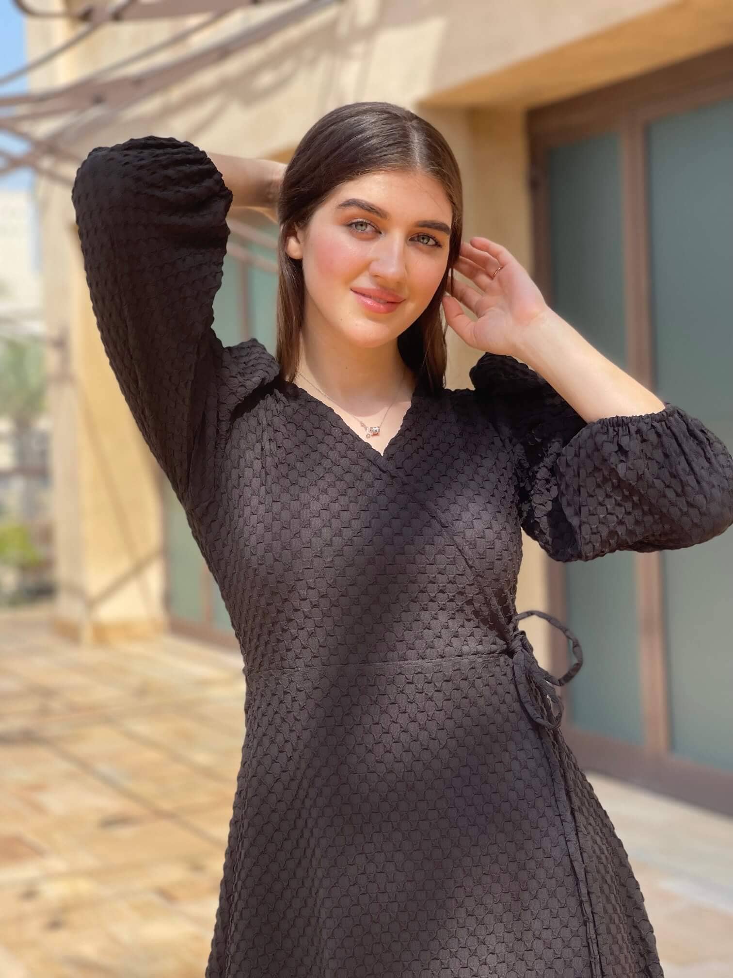 Black Textured Dress - Image 6