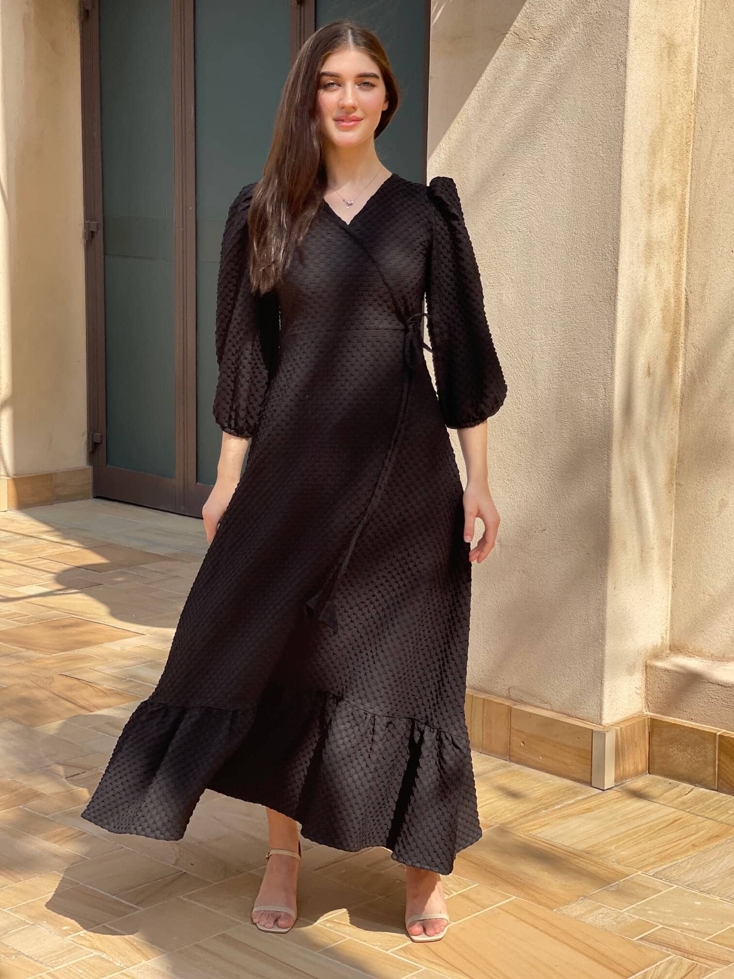 Black Textured Dress - Image 7