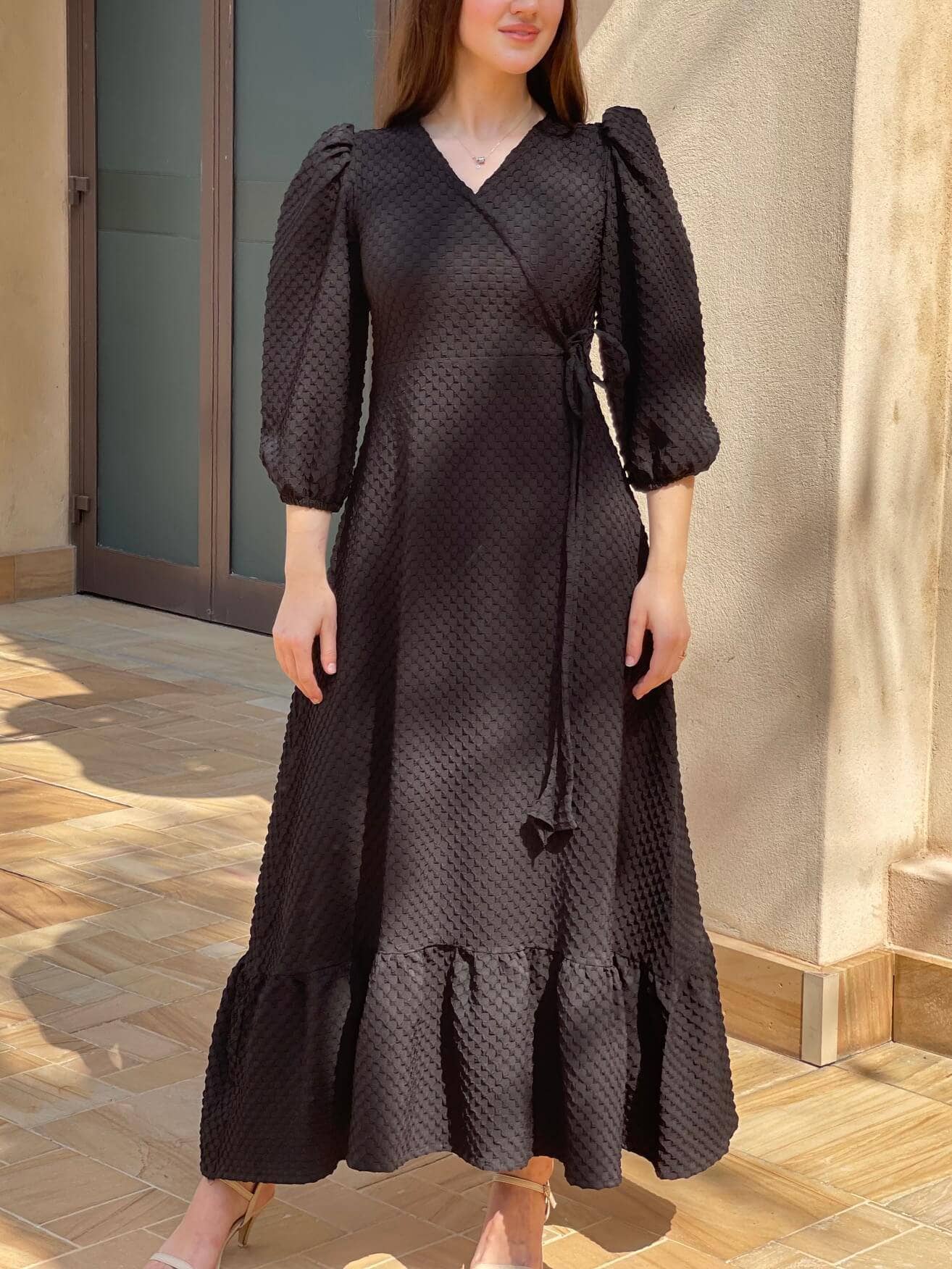 Black Textured Dress - Image 9