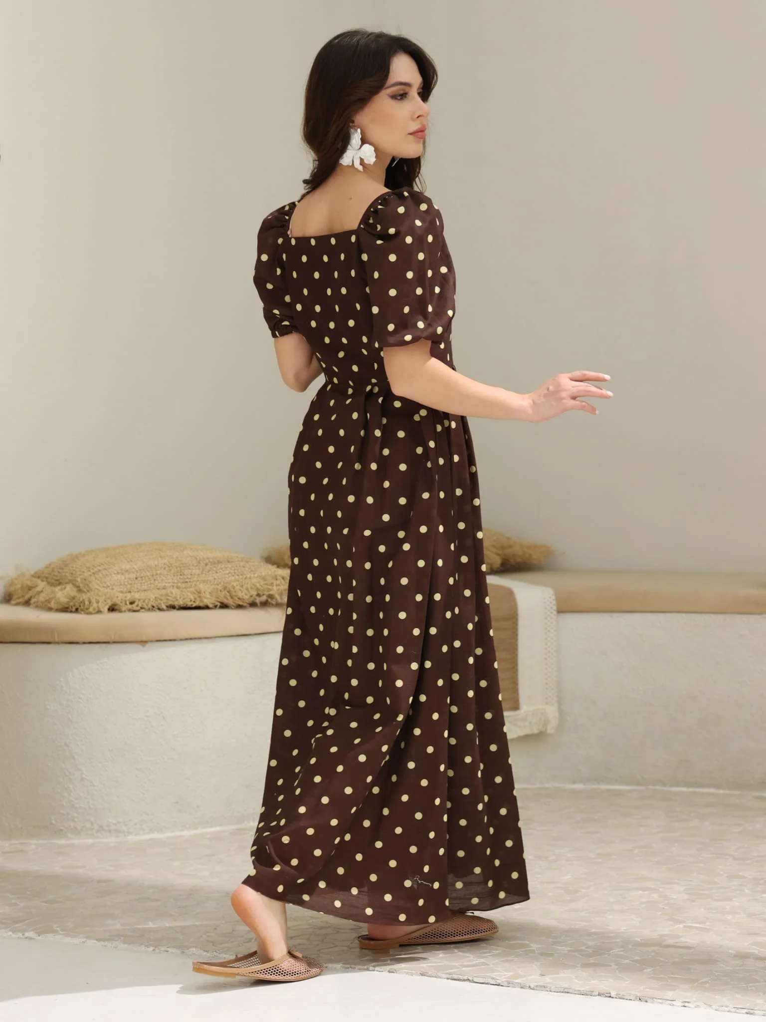 Niko Brown Polka Dots Dress - Image 3