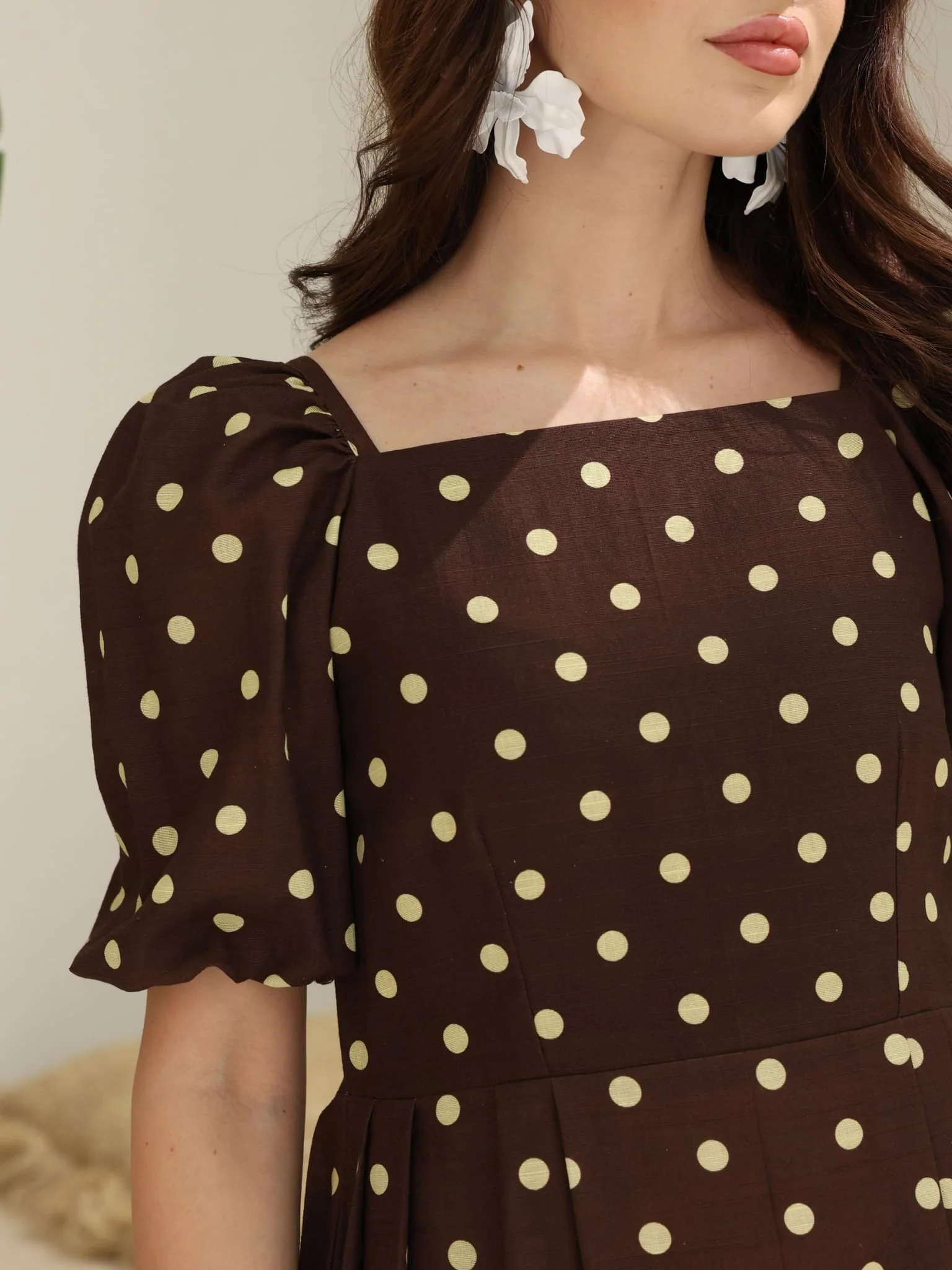 Niko Brown Polka Dots Dress - Image 8
