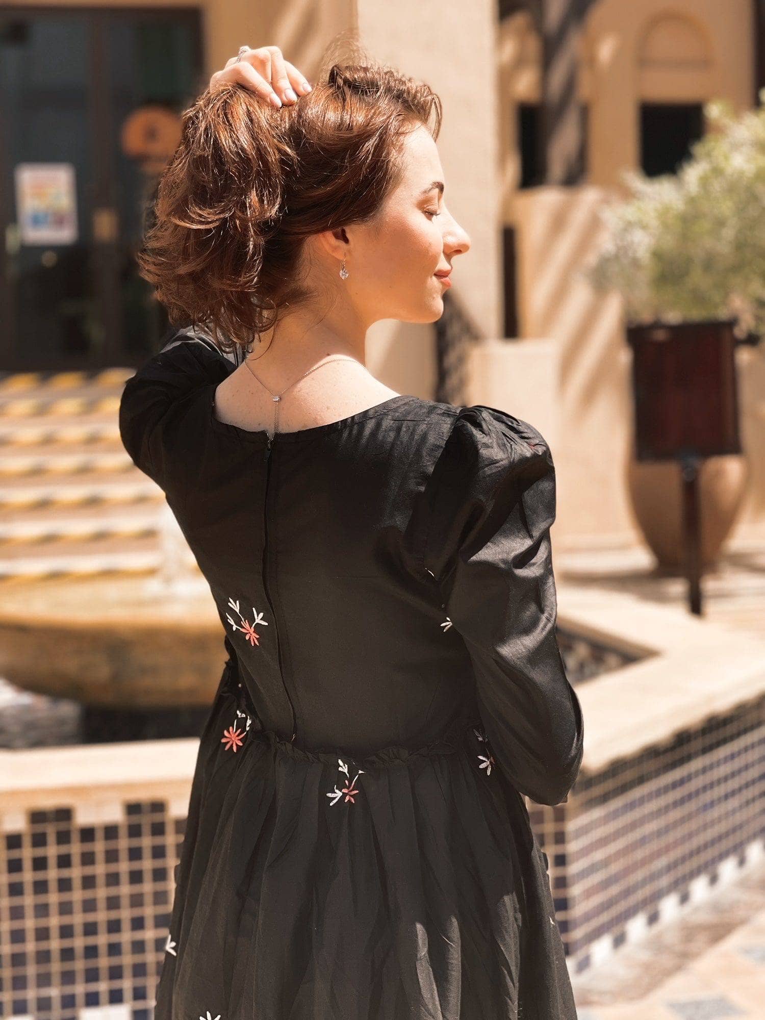 Nova Black Embroidered Dress - Image 10
