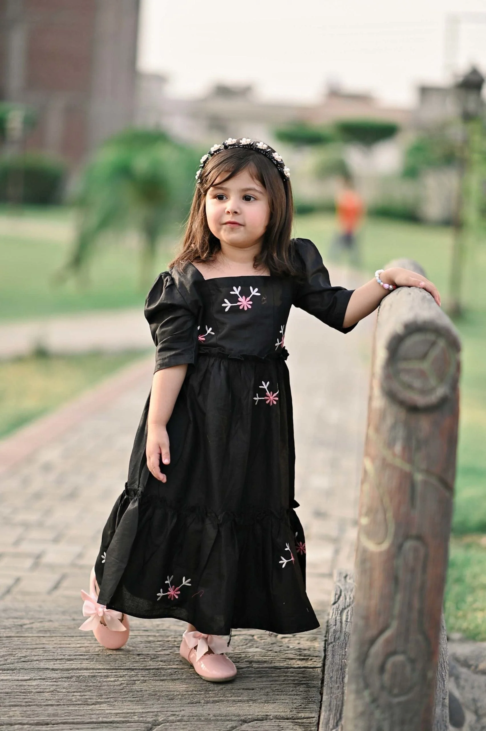 Nova Black Embroidered Dress - Image 3