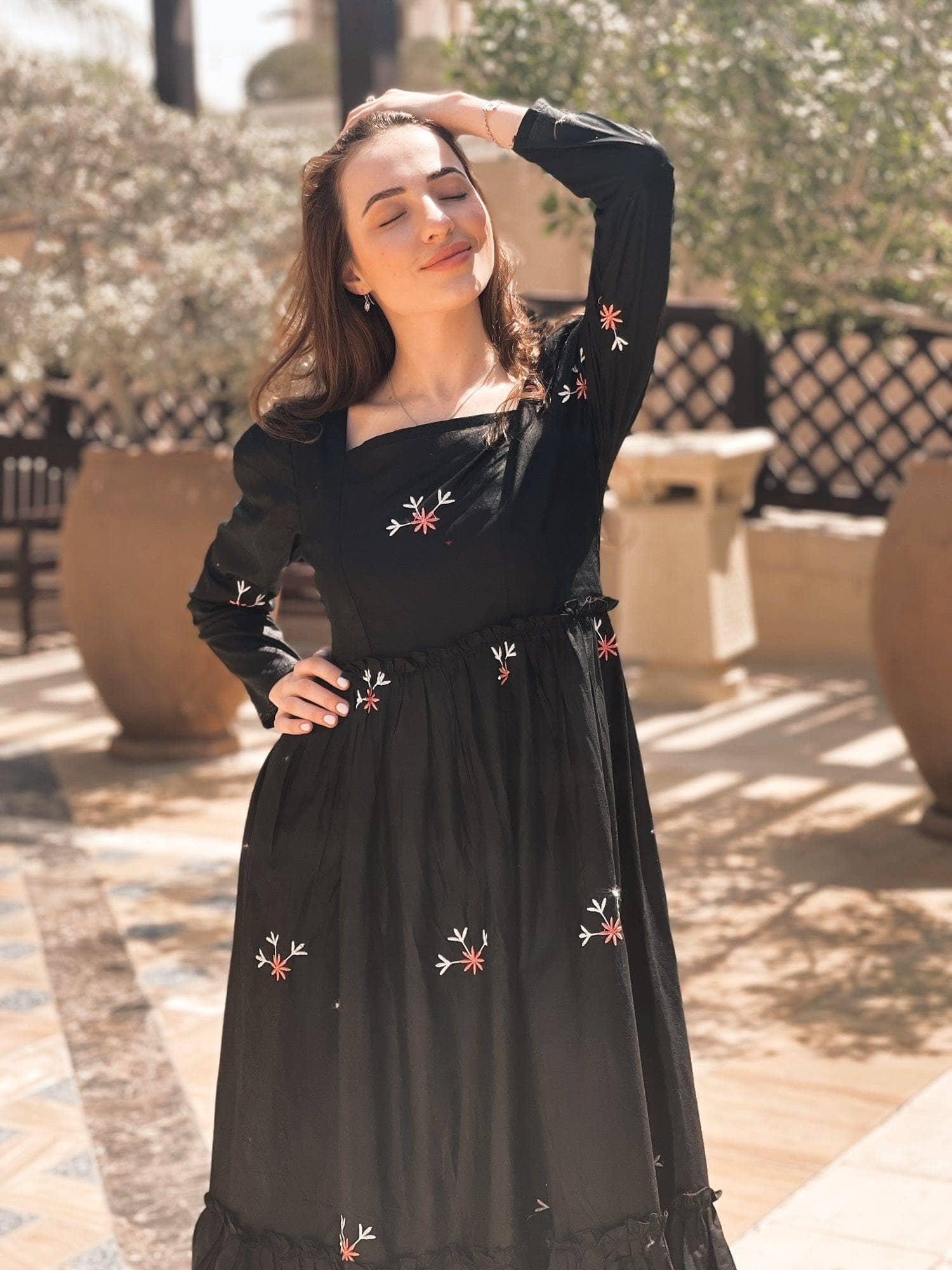 Nova Black Embroidered Dress - Image 4