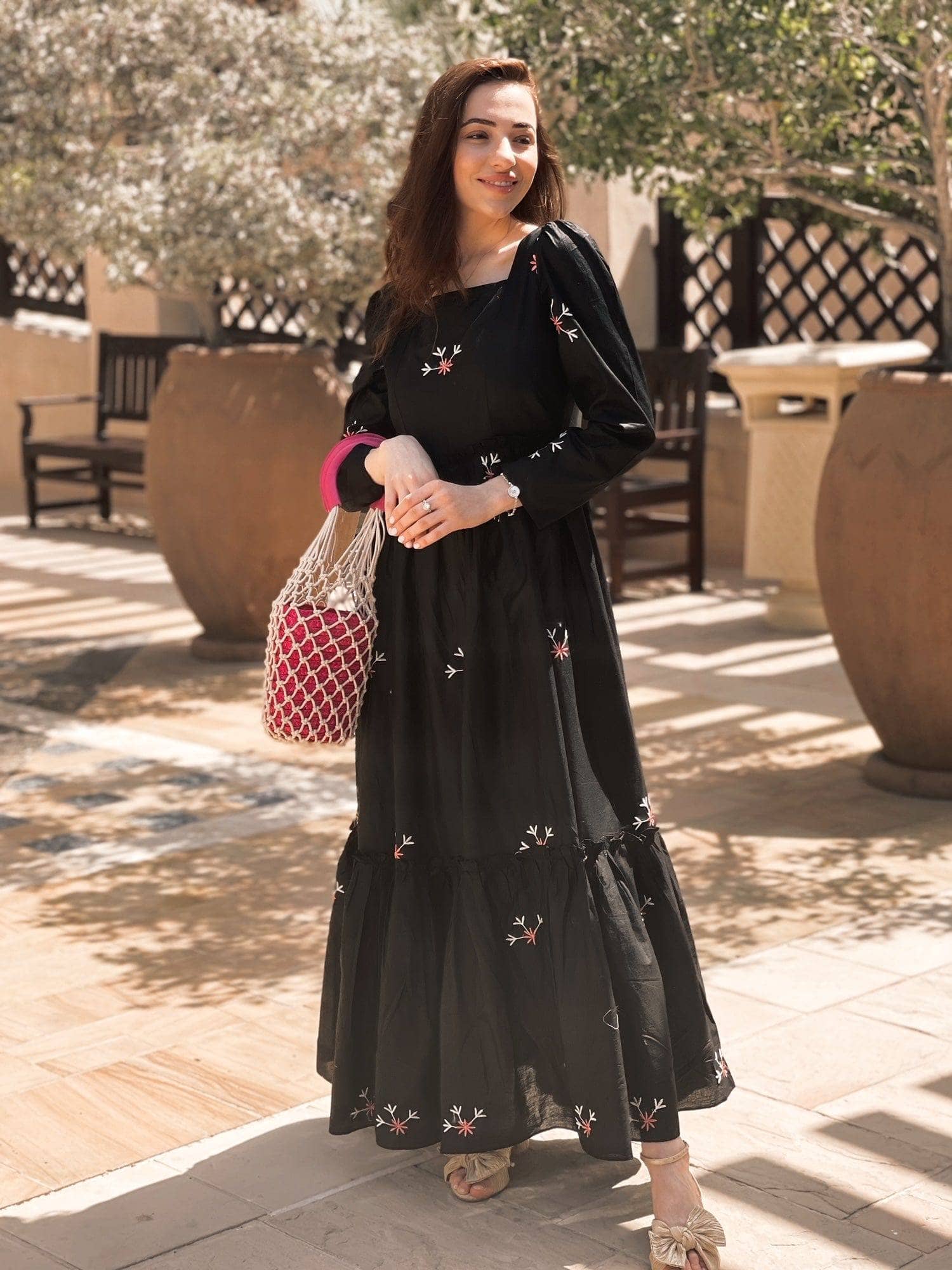 Nova Black Embroidered Dress - Image 6