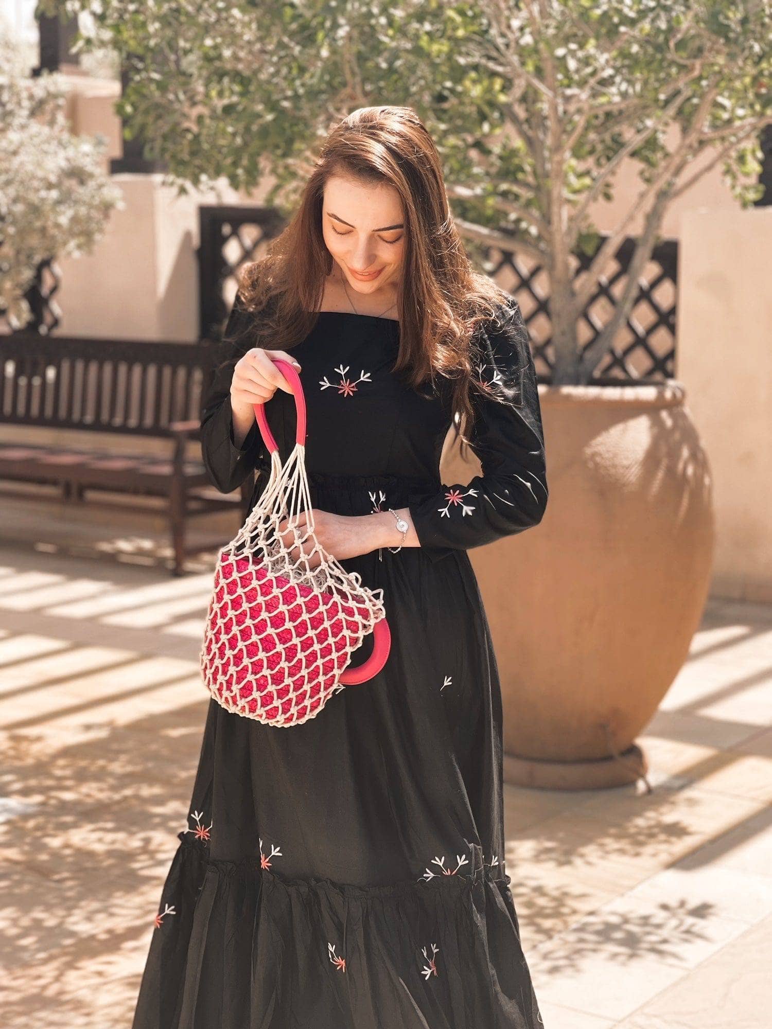 Nova Black Embroidered Dress - Image 7
