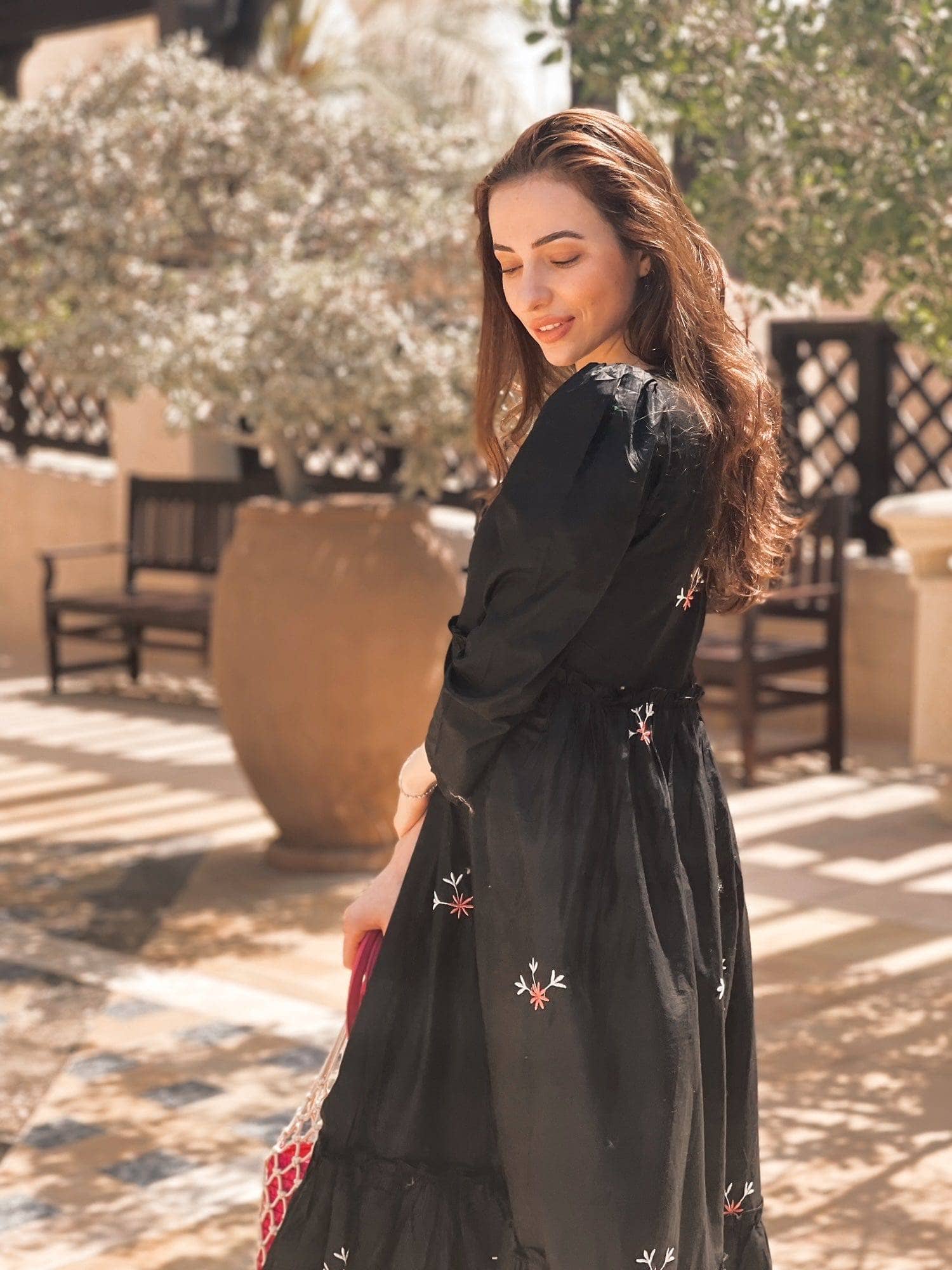 Nova Black Embroidered Dress - Image 8