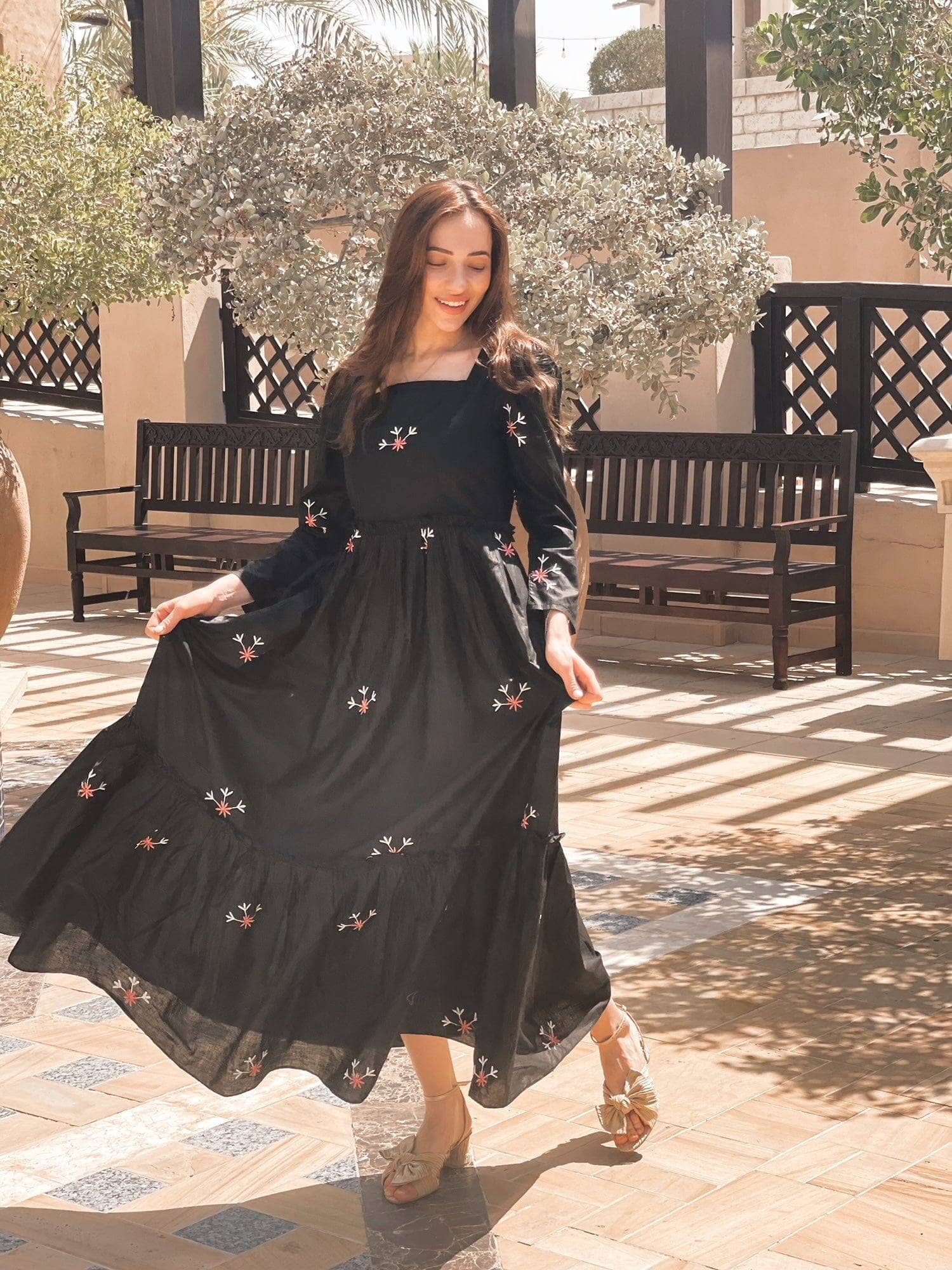 Nova Black Embroidered Dress - Image 9