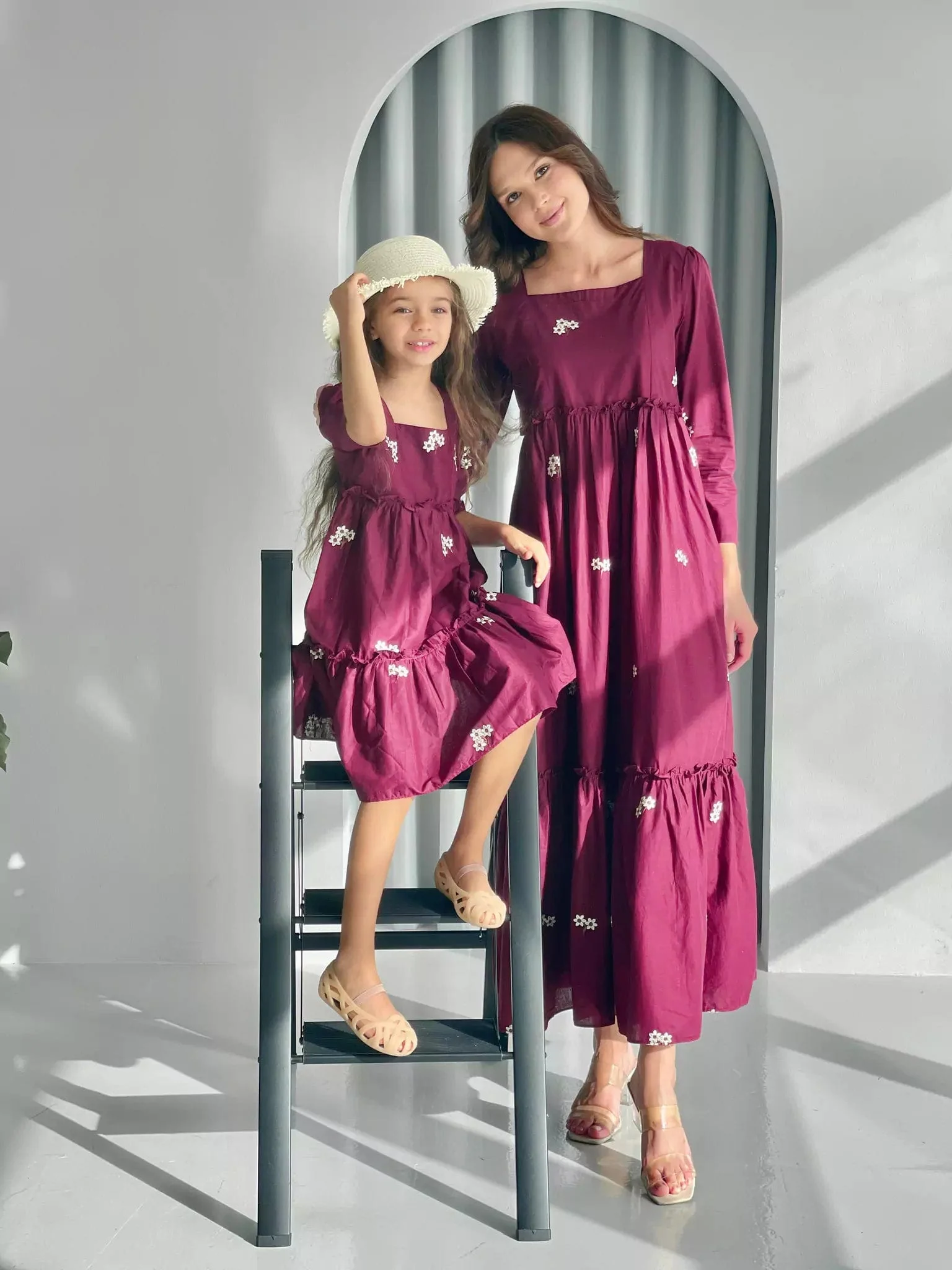 Nova Maroon Embroidered Dress - Image 8