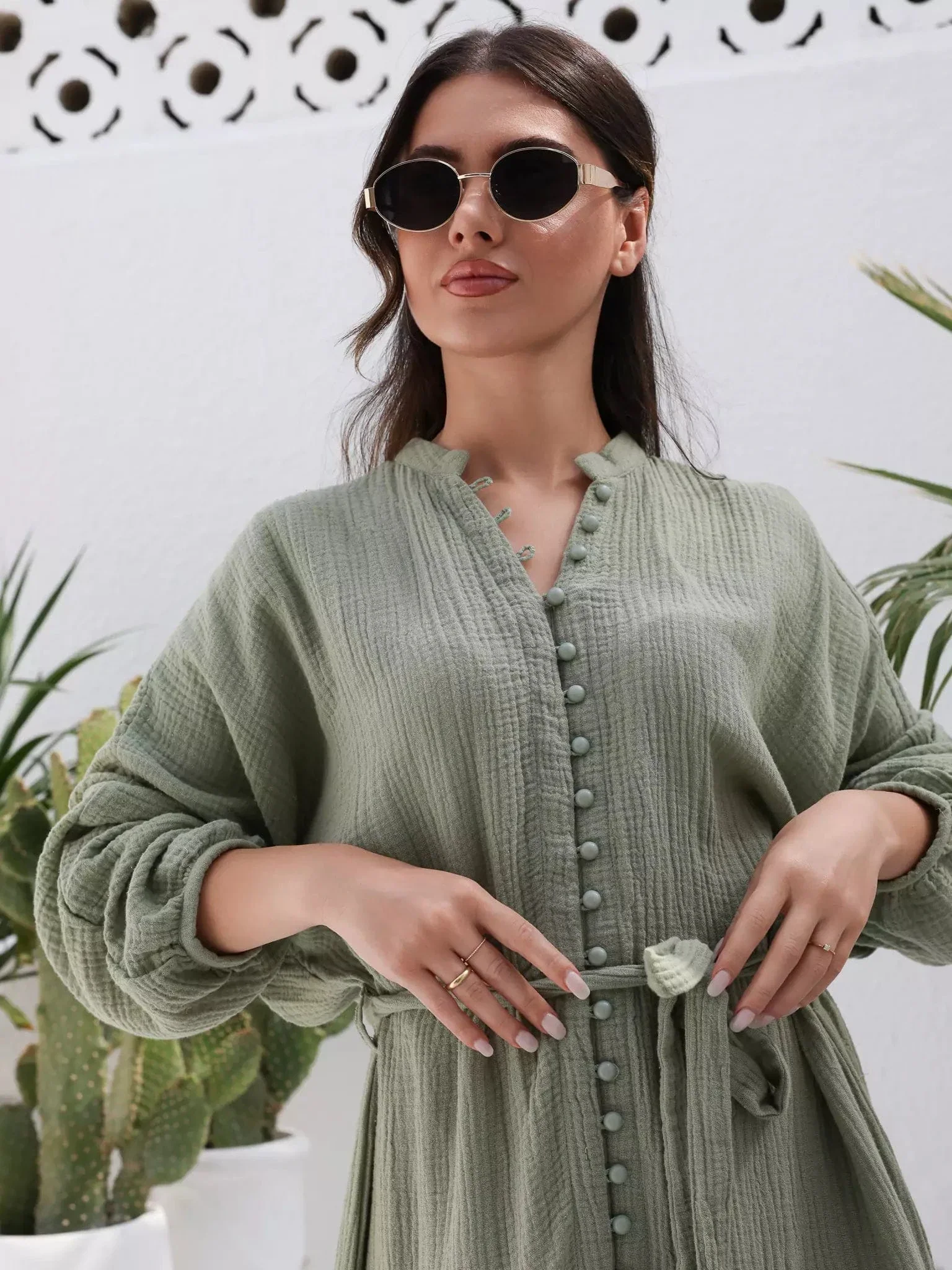 Ophelia Pastel Green Muslin Dress - Image 3