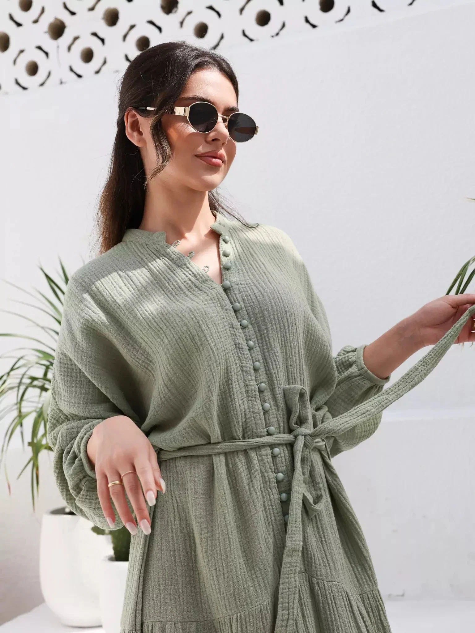 Ophelia Pastel Green Muslin Dress - Image 5