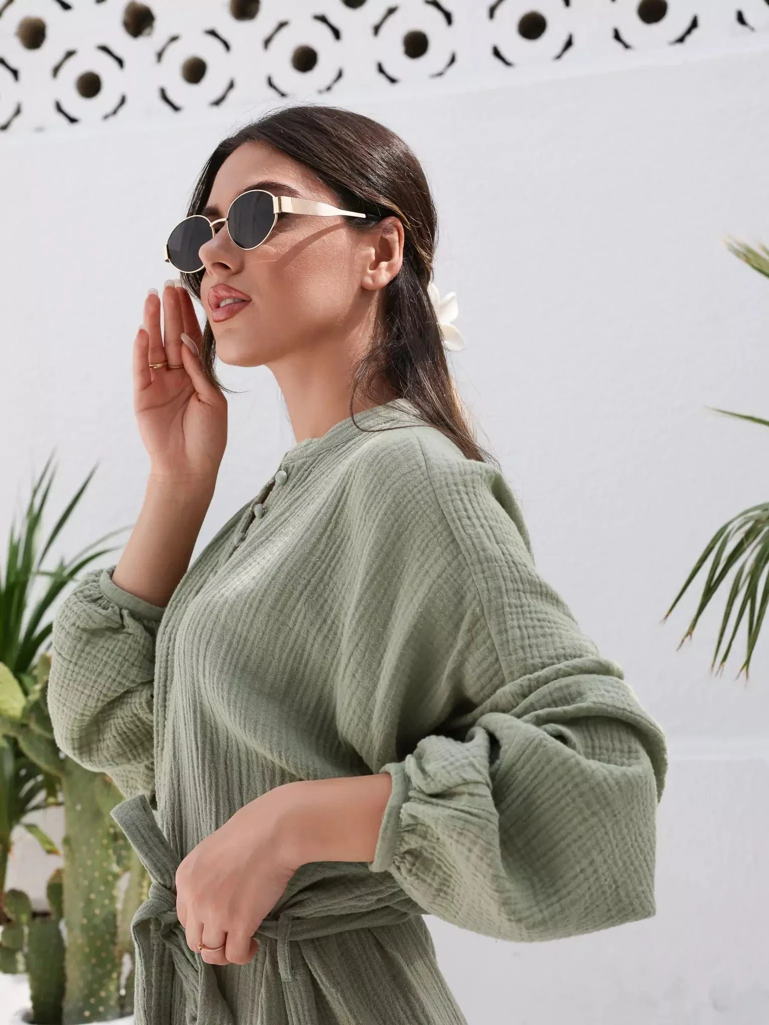 Ophelia Pastel Green Muslin Dress - Image 8