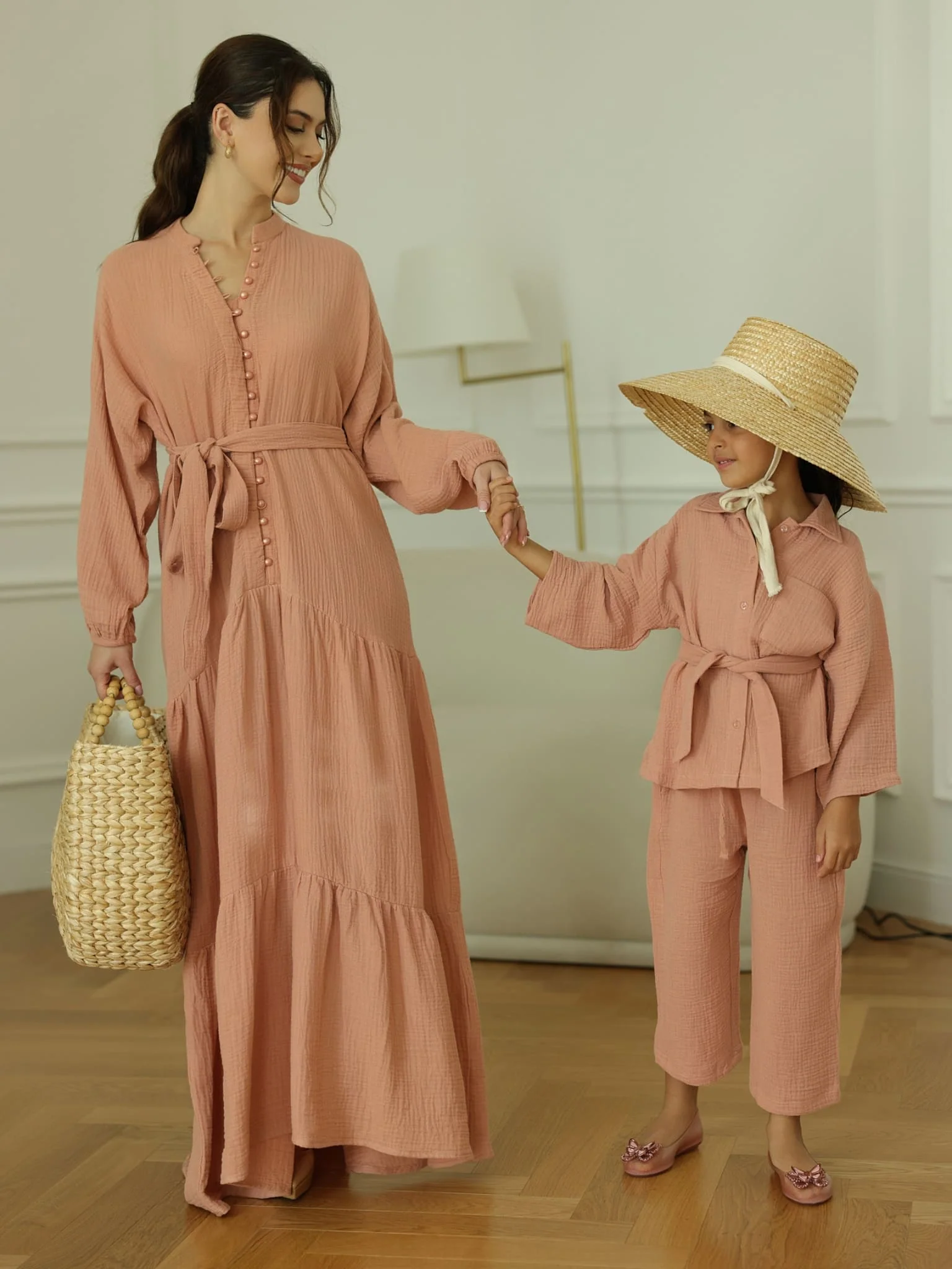 Ophelia Pastel Pink Muslin Long Dress - Image 5