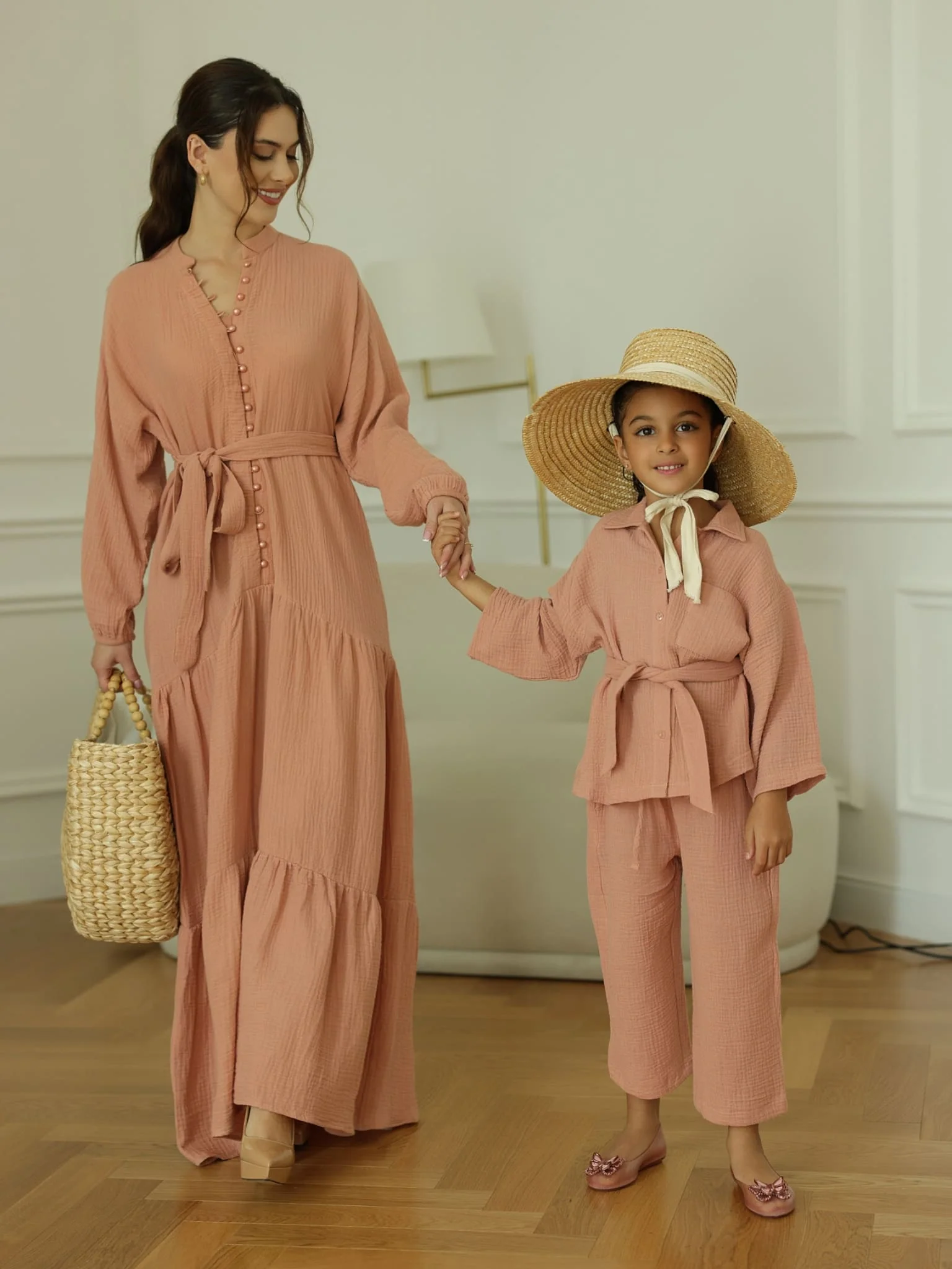 Ophelia Pastel Pink Muslin Long Dress - Image 7