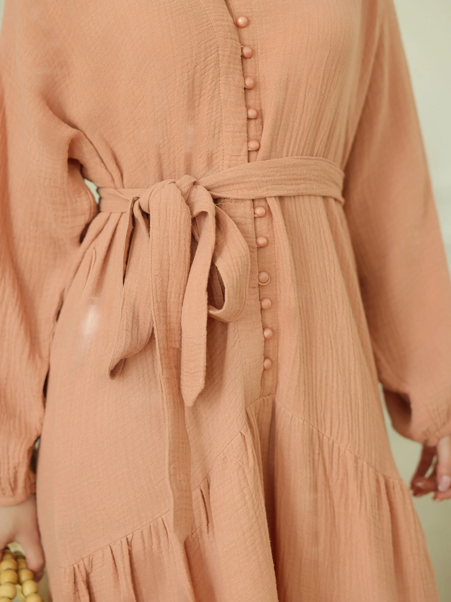Ophelia Pastel Pink Muslin Long Dress - Image 8