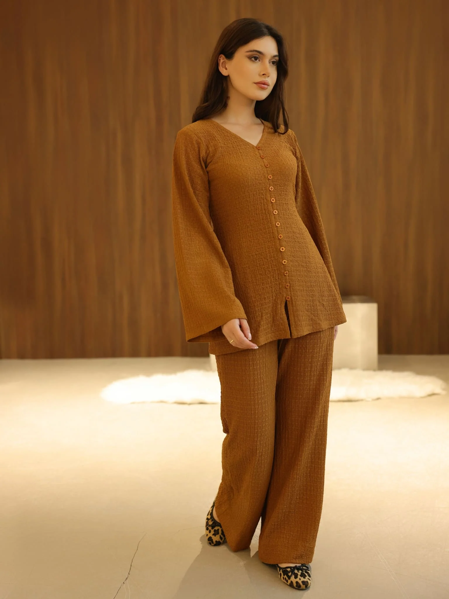 Osanna Textured Brown Co Ord Set
