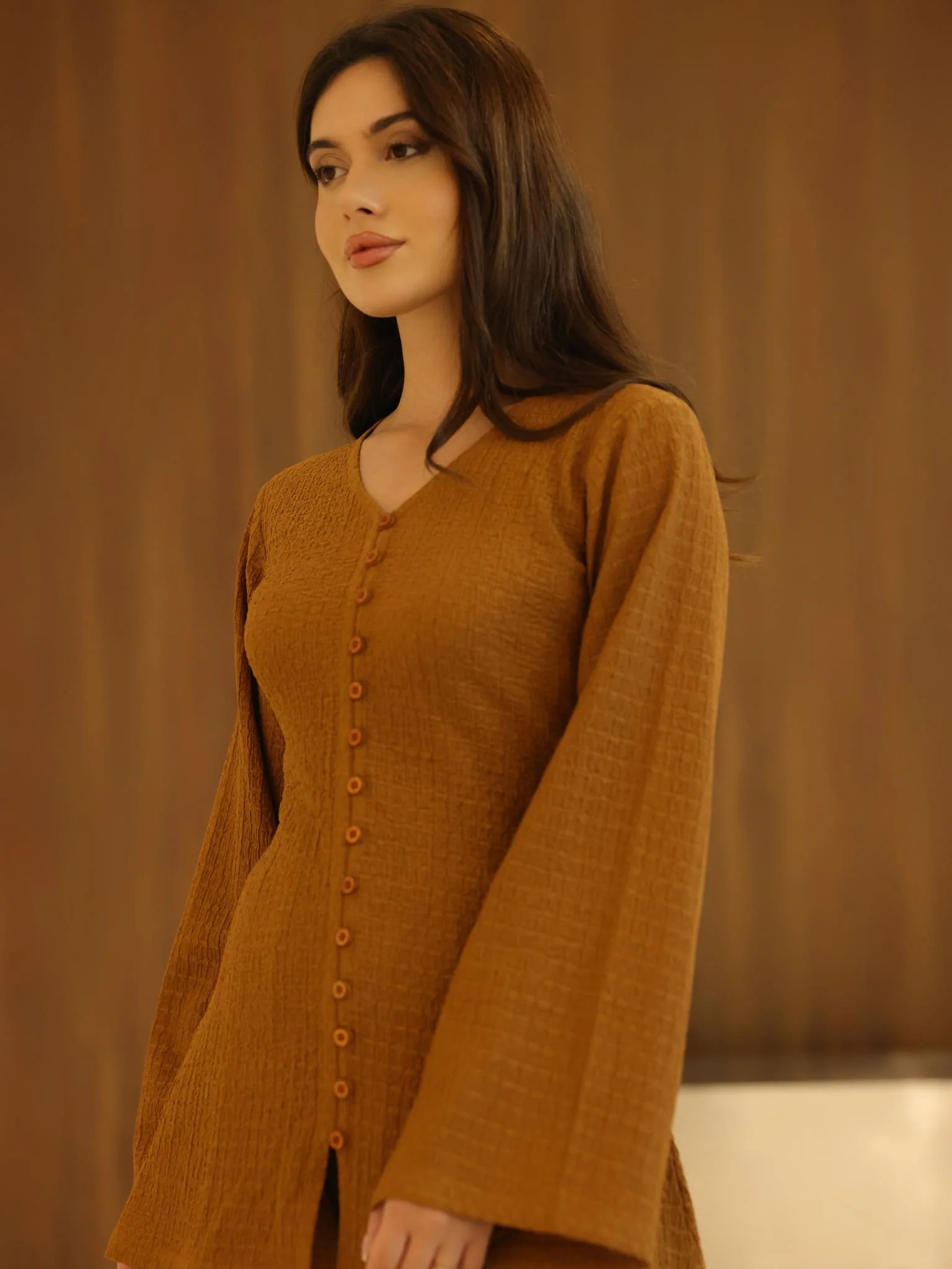 Osanna Textured Brown Co Ord Set - Image 3