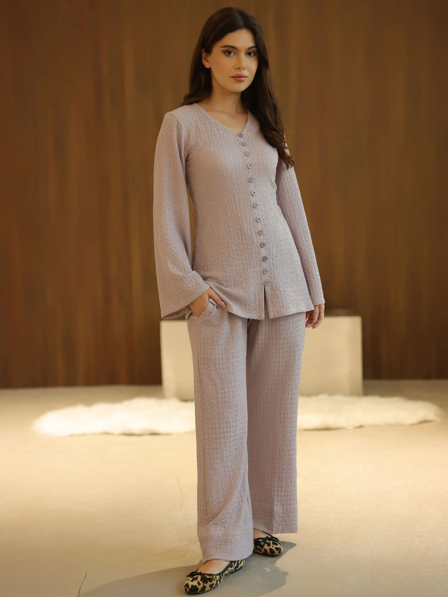 Osanna Textured Lilac Co Ord Set - Image 3